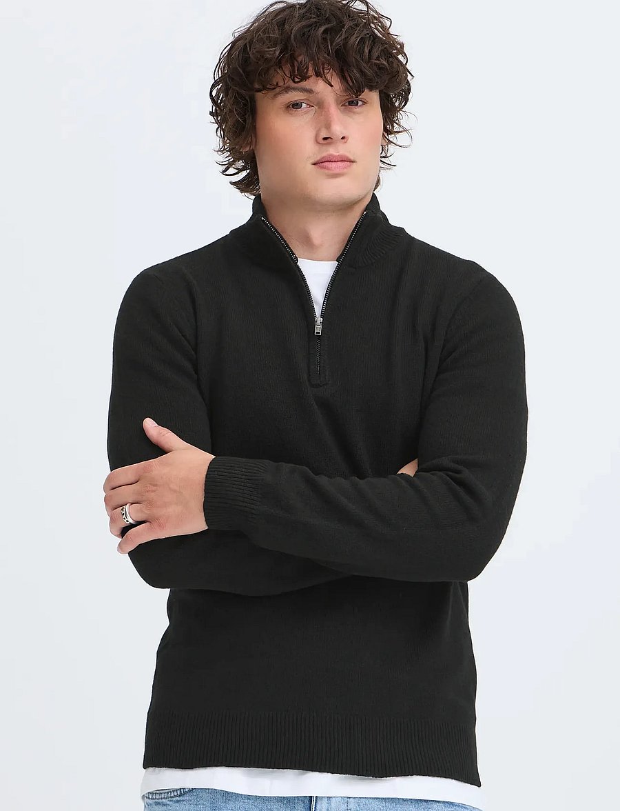Blend - BHBRANKO HALFZIPP KNIT NOOS - half zip-tröjor - black beauty - 5