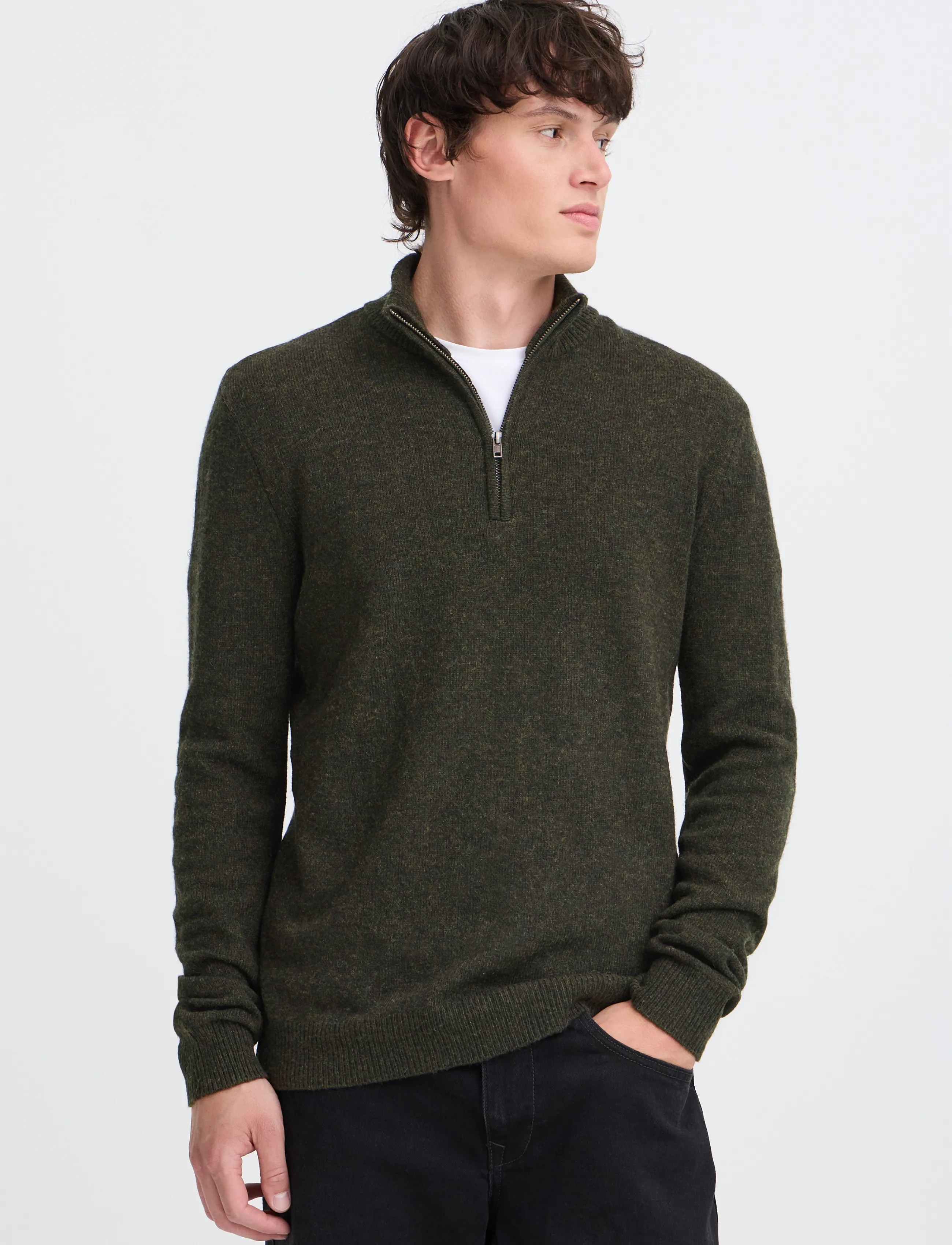 Blend - BHBRANKO HALFZIPP KNIT NOOS - half zip-tröjor - deep depths melange - 5
