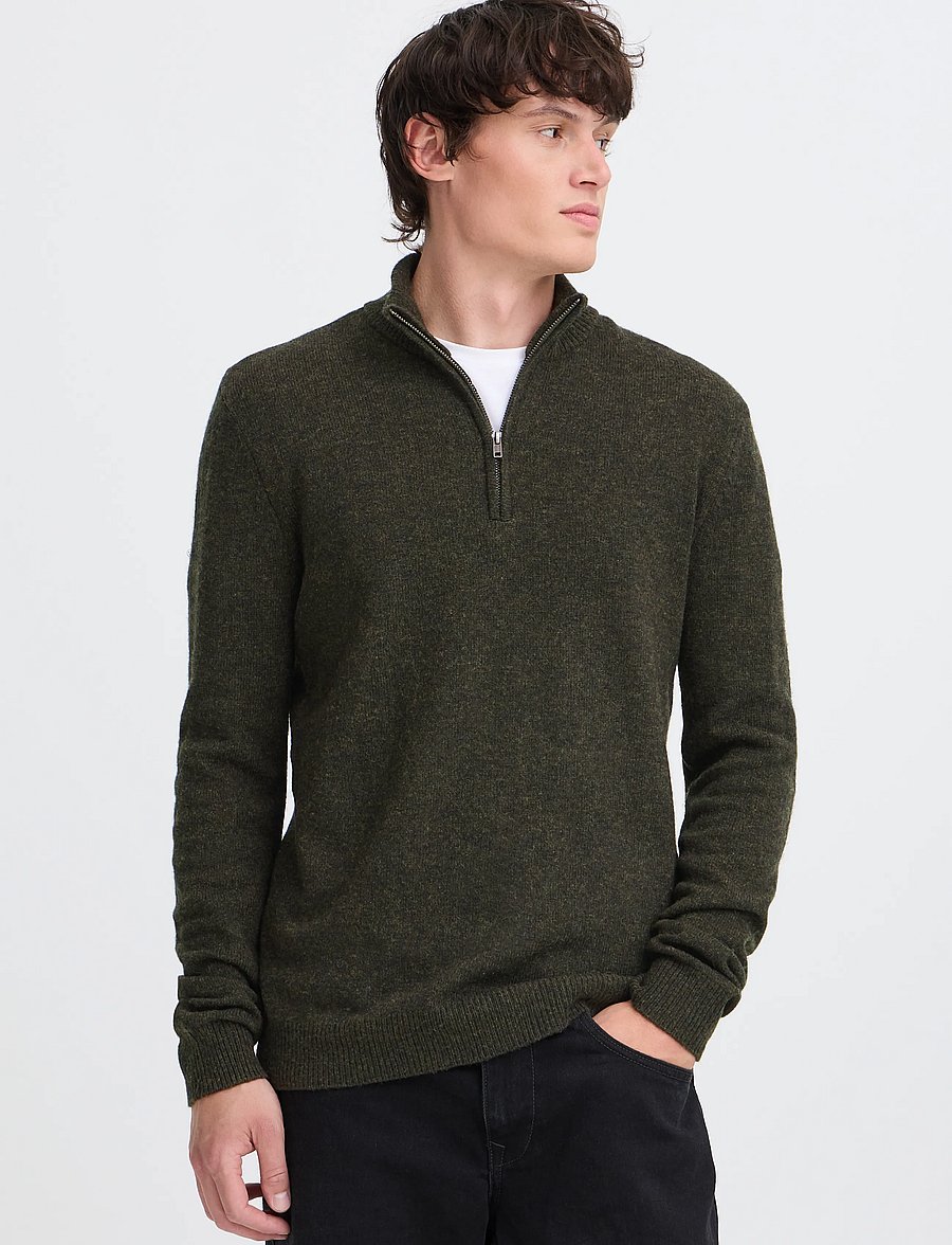 Blend - BHBRANKO HALFZIPP KNIT NOOS - half zip-tröjor - deep depths melange - 5
