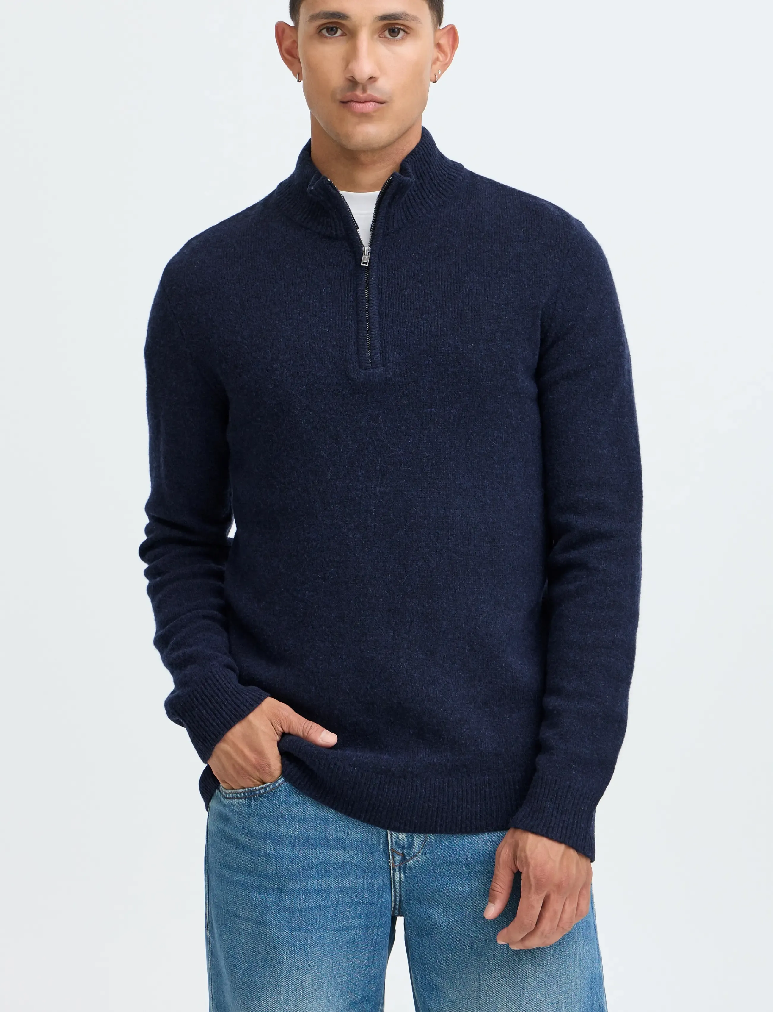 Blend - BHBRANKO HALFZIPP KNIT NOOS - half zip-tröjor - salute melange - 5