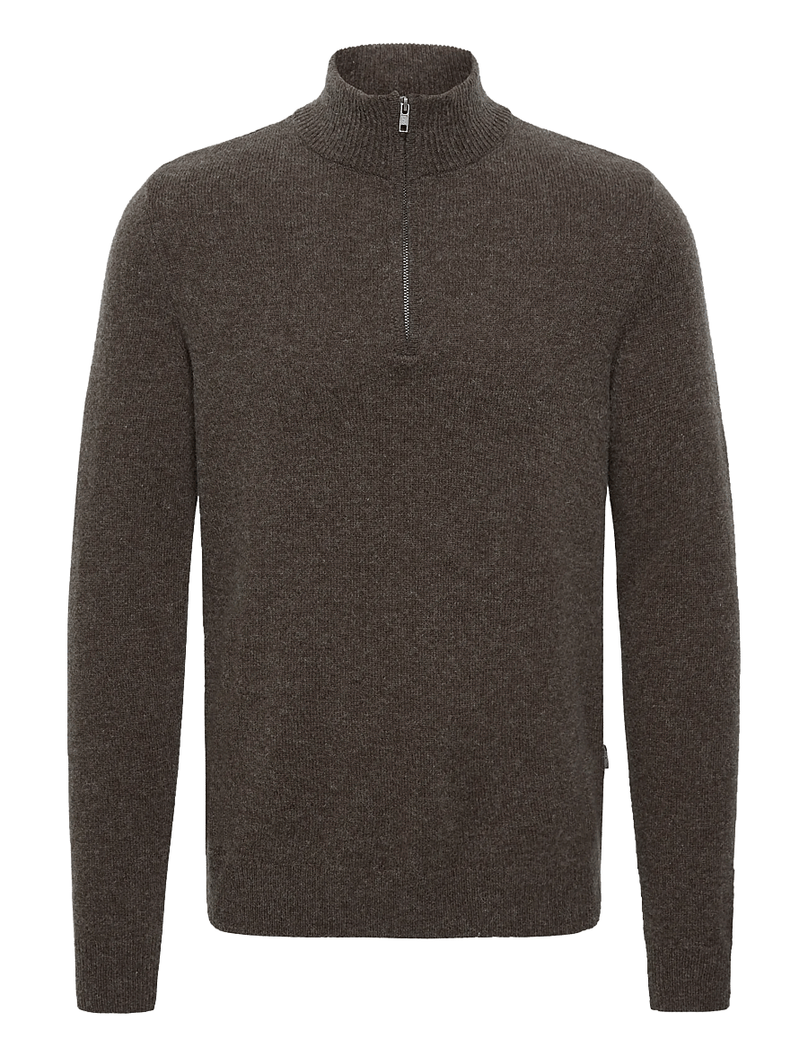 Blend - BHBRANKO HALFZIPP KNIT NOOS - pullover mit halbem reißverschluss - turkish coffee melange - 1