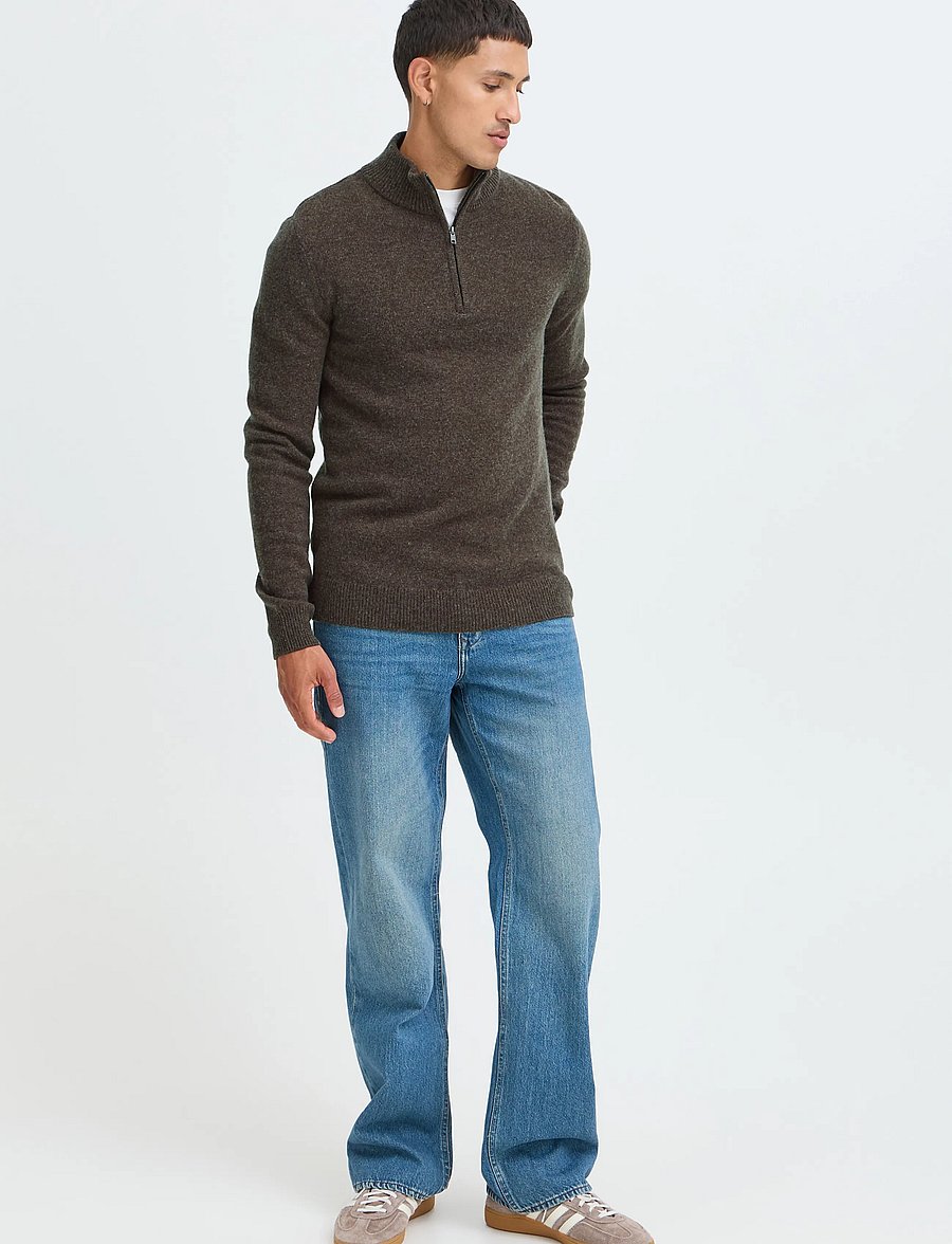 Blend - BHBRANKO HALFZIPP KNIT NOOS - pullover mit halbem reißverschluss - turkish coffee melange - 0