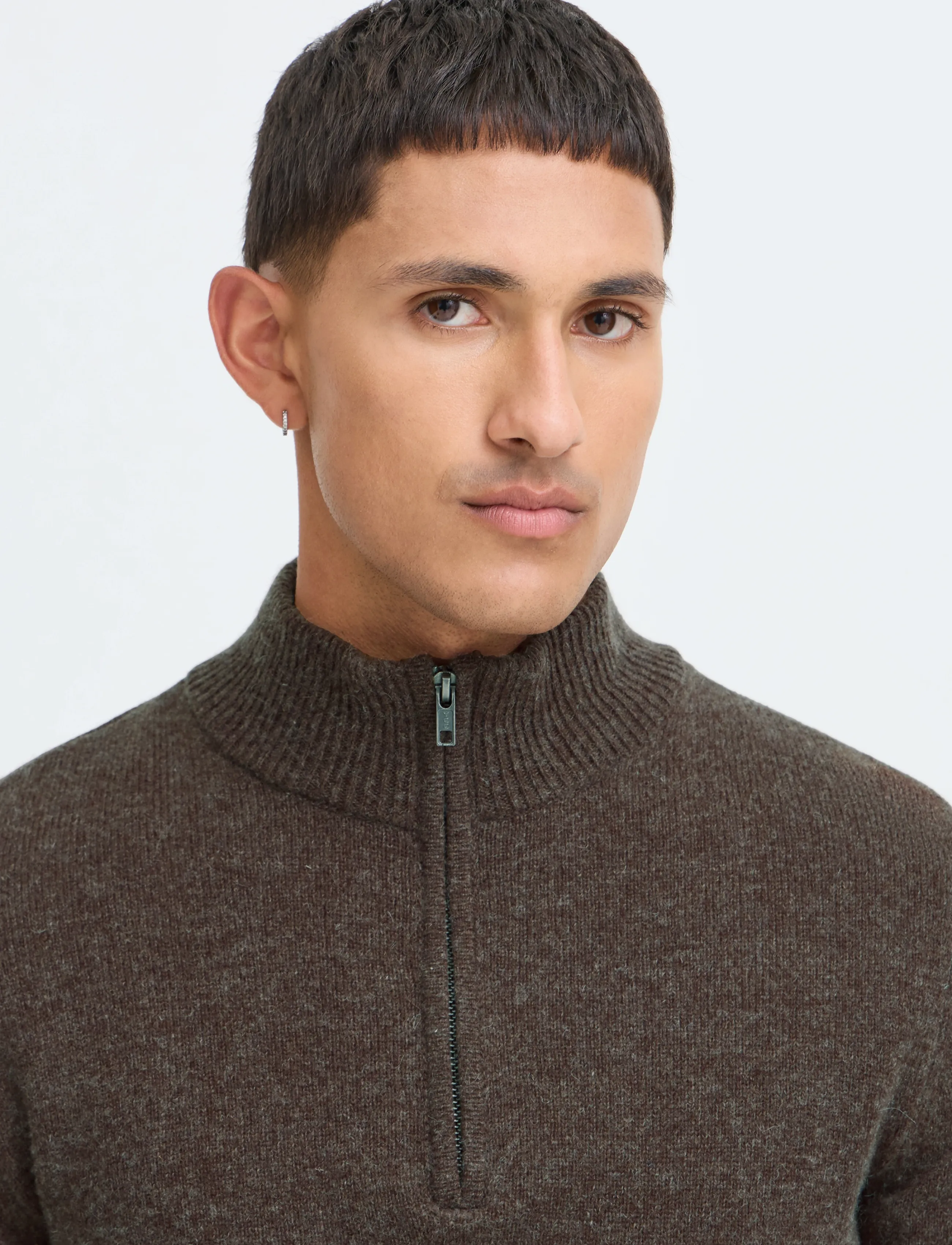 Blend - BHBRANKO HALFZIPP KNIT NOOS - pullover mit halbem reißverschluss - turkish coffee melange - 4