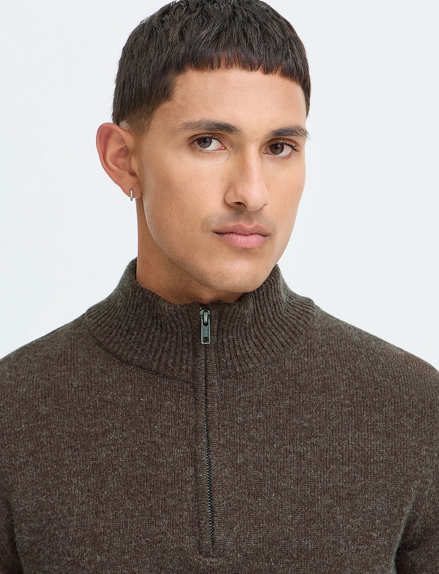 Blend - BHBRANKO HALFZIPP KNIT NOOS - pullover mit halbem reißverschluss - turkish coffee melange - 4