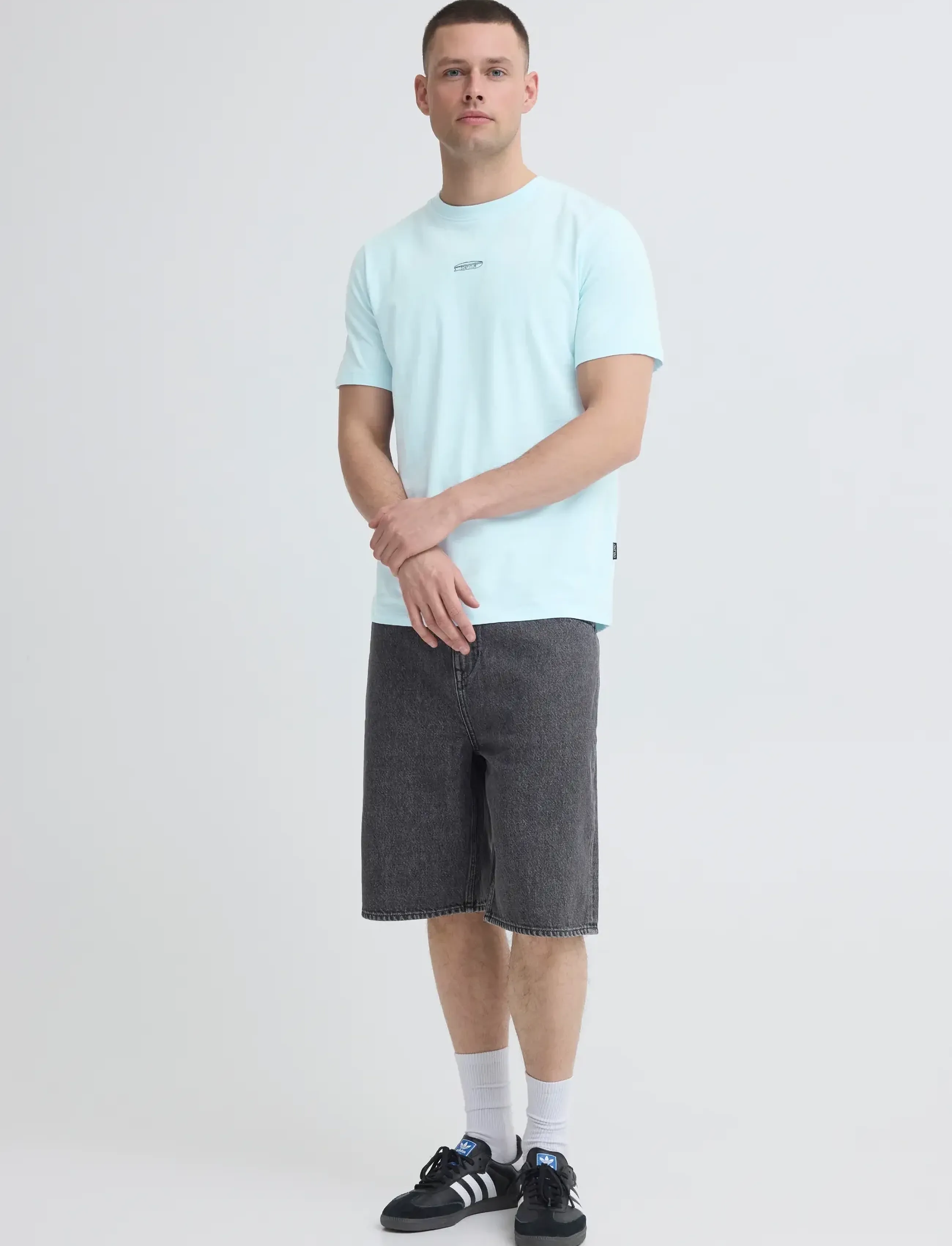Blend BHKAMIL EMB S/S TEE - Stutterma bolir - BLUE FROST / blue