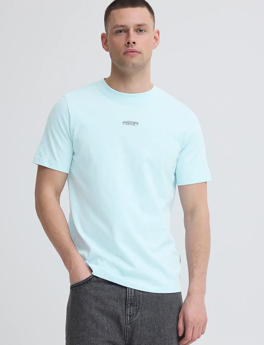 Blend - BHKAMIL EMB S/S TEE - kurzärmelig - blue frost - 5