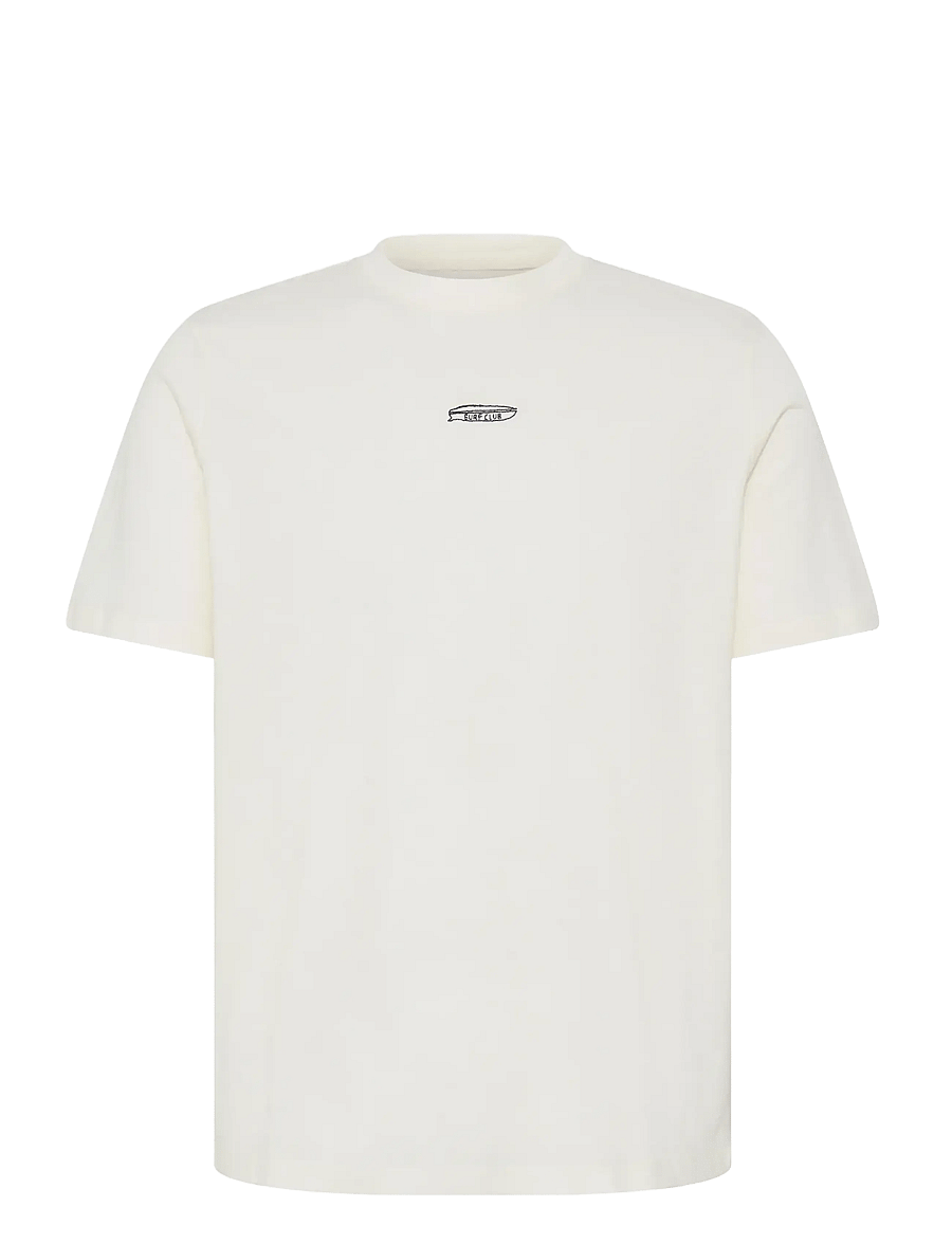 Blend - BHKAMIL EMB S/S TEE - kurzärmelig - vanilla ice - 1