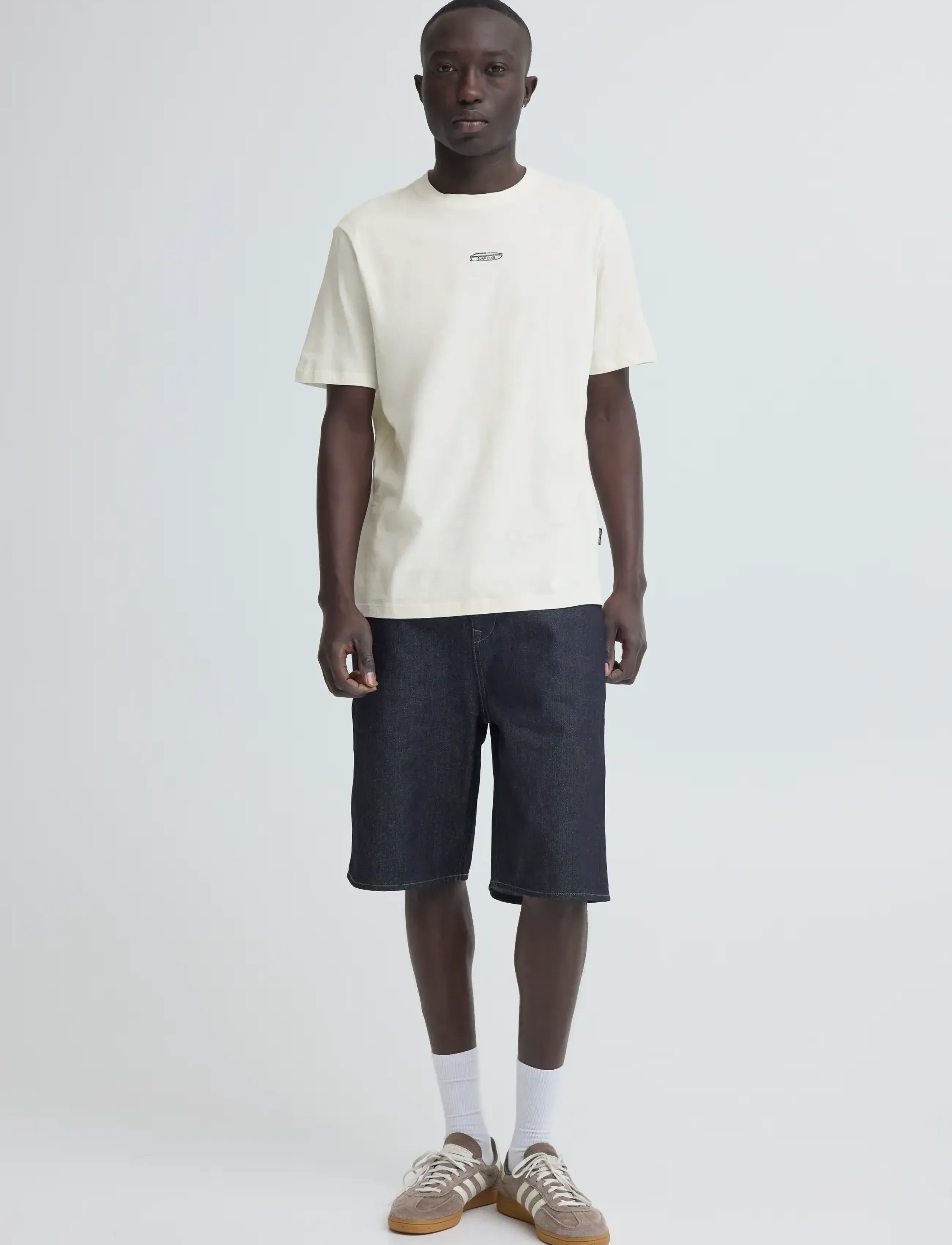 Blend BHKAMIL EMB S/S TEE - Nouveautés - VANILLA ICE / white