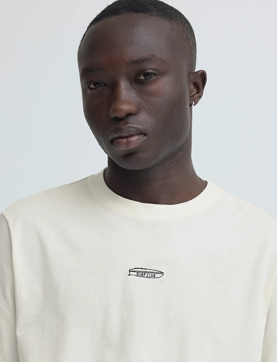 Blend - BHKAMIL EMB S/S TEE - kurzärmelig - vanilla ice - 4
