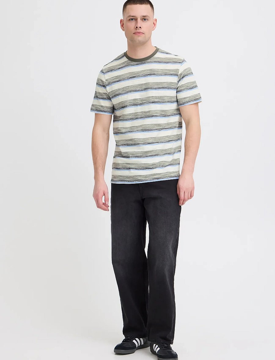 Blend - BHKOBE STRIPE S/S TEE - kurzärmelige t-shirts - dusty olive - 0