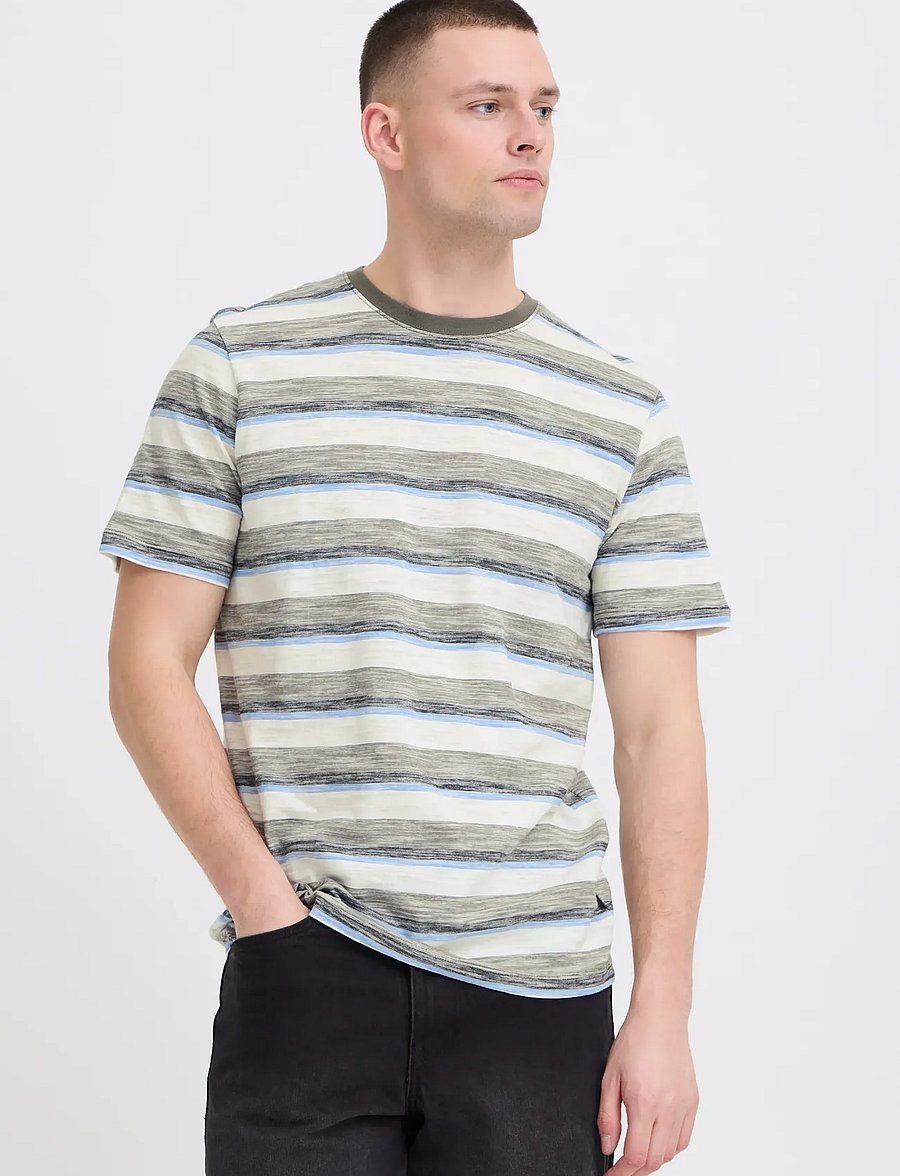 Blend - BHKOBE STRIPE S/S TEE - kurzärmelige t-shirts - dusty olive - 5
