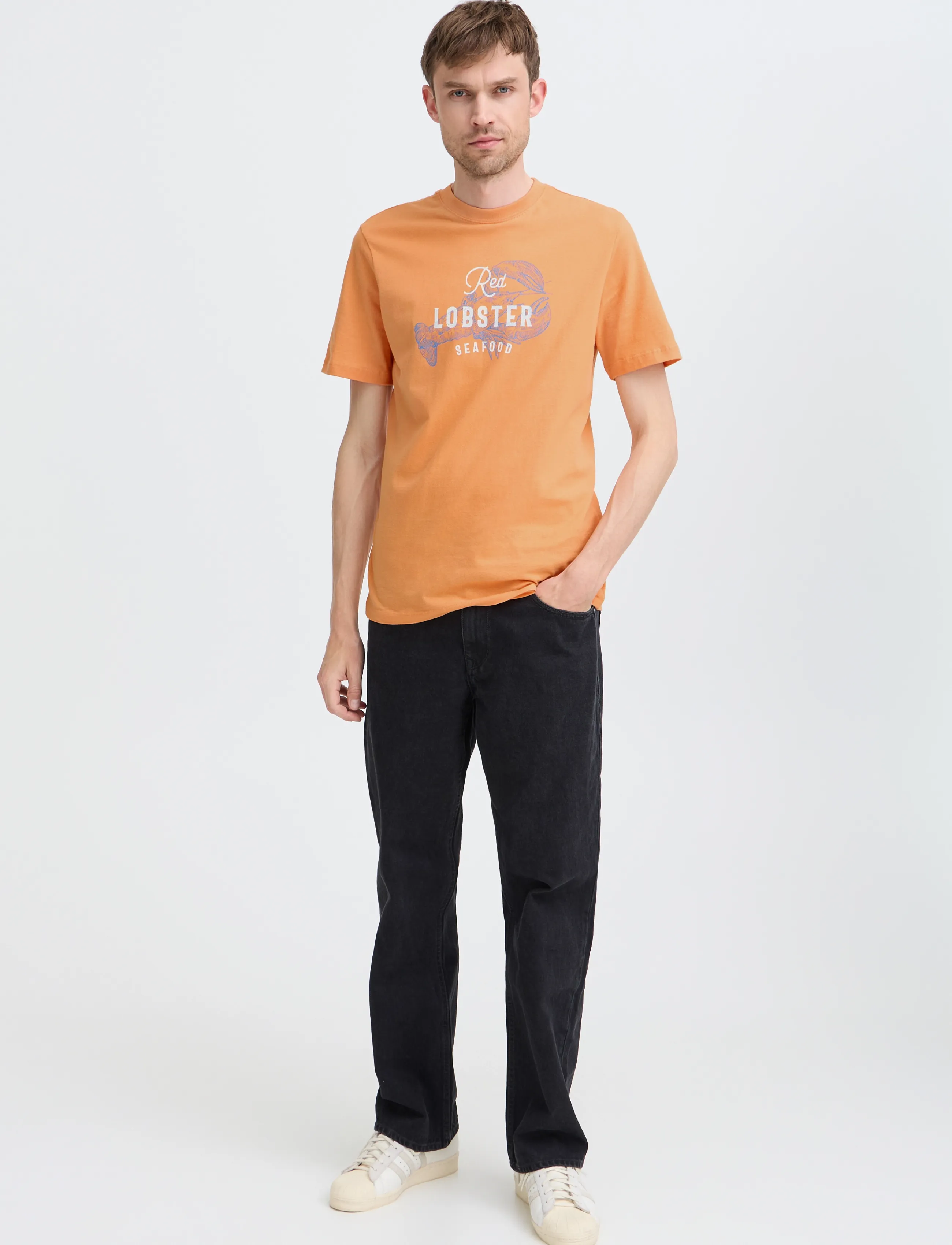 Blend BHKRISTOFF GRAPHIC S/S TEE - Short-sleeved t-shirts - MUSKMELON / orange