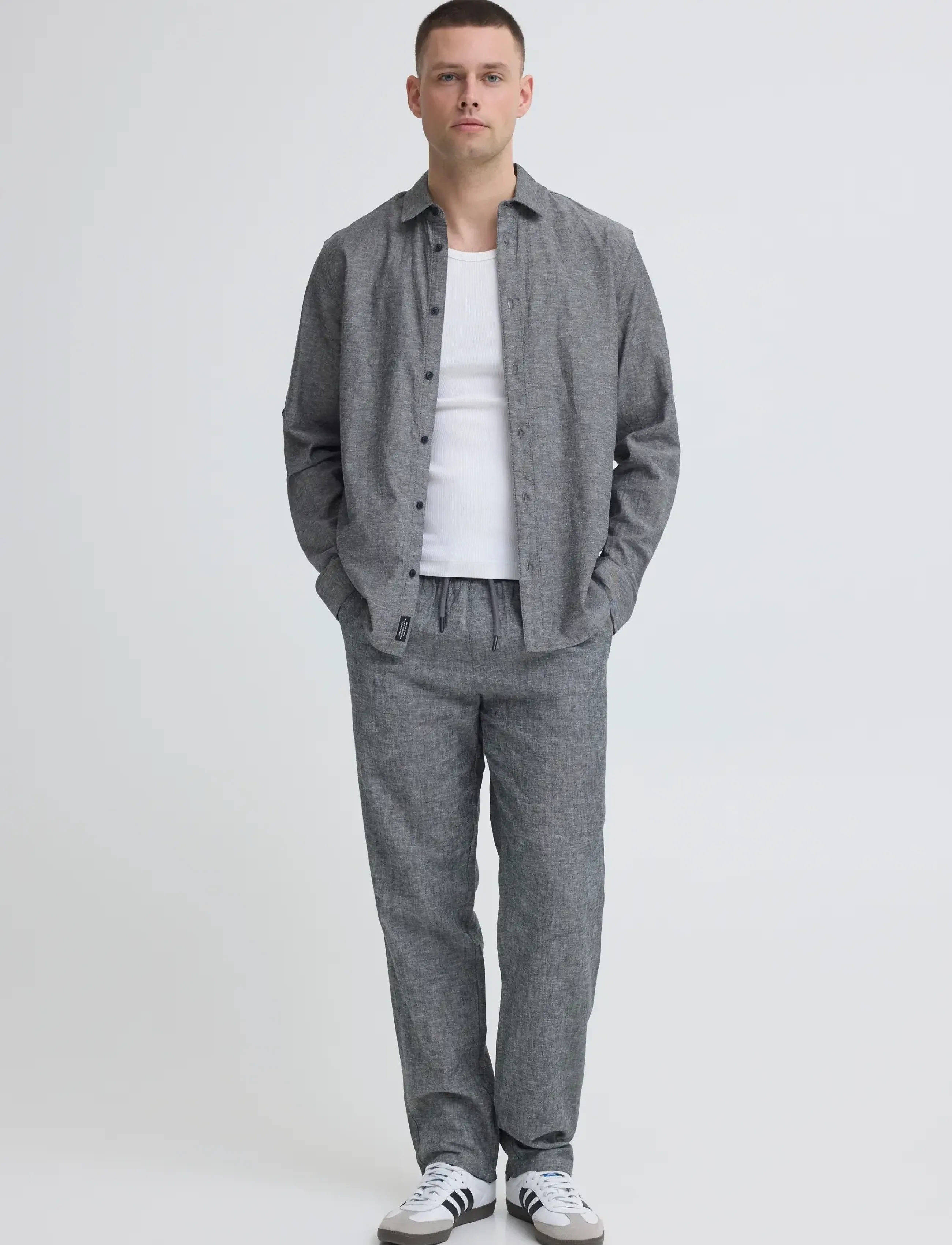 Blend BHABAN SHIRT PP NOOS - Hørskjorter - BLACK BEAUTY / grey