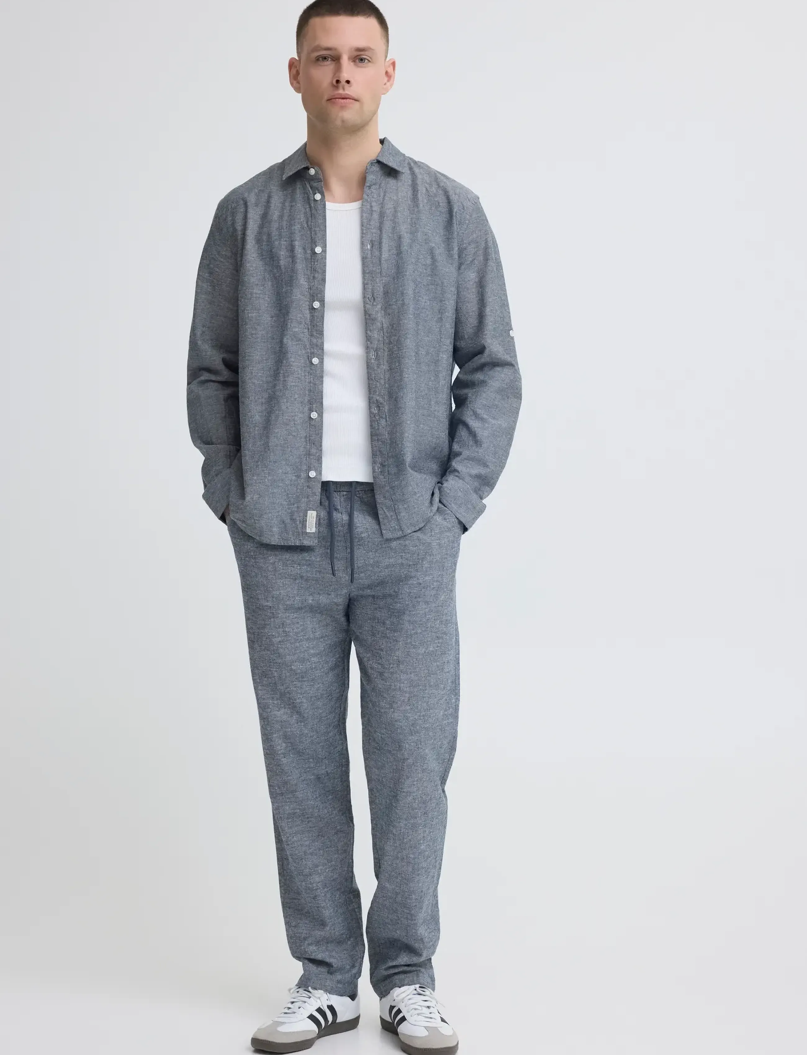 Blend Bhaban Shirt Pp Noos, M, Shirts, Grau - Linen Männerswear