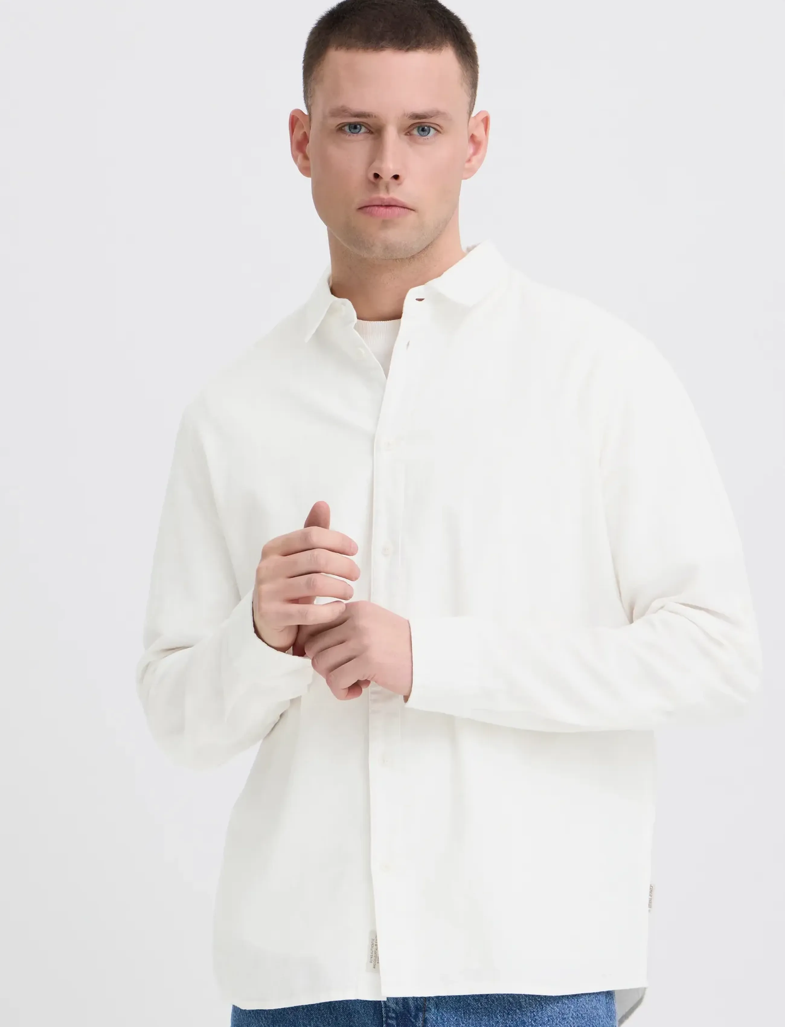 Blend - BHABAN SHIRT PP NOOS - leinenhemden - snow white - 4