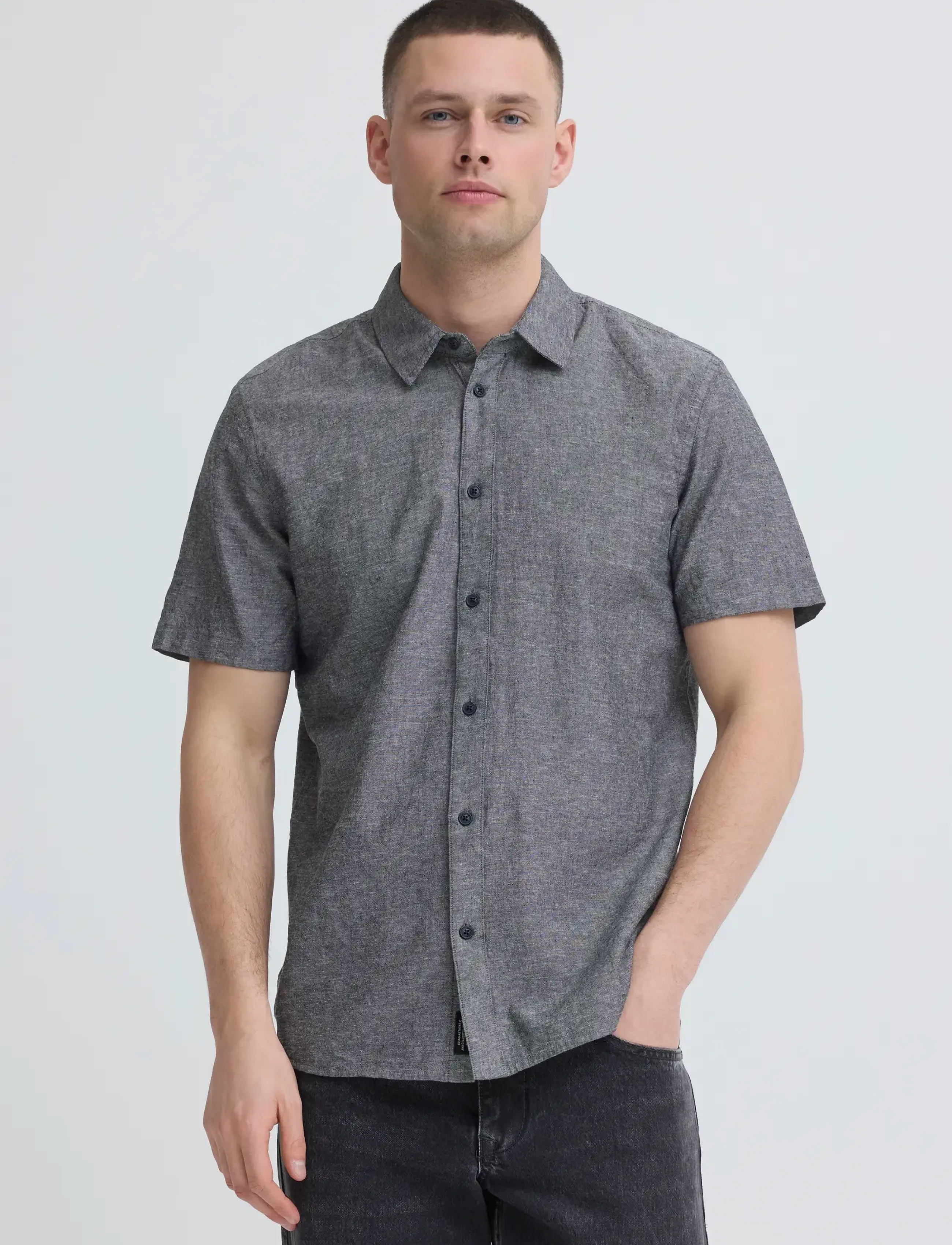 Blend - BHABAN SHIRT PP NOOS - linen shirts - black beauty - 5