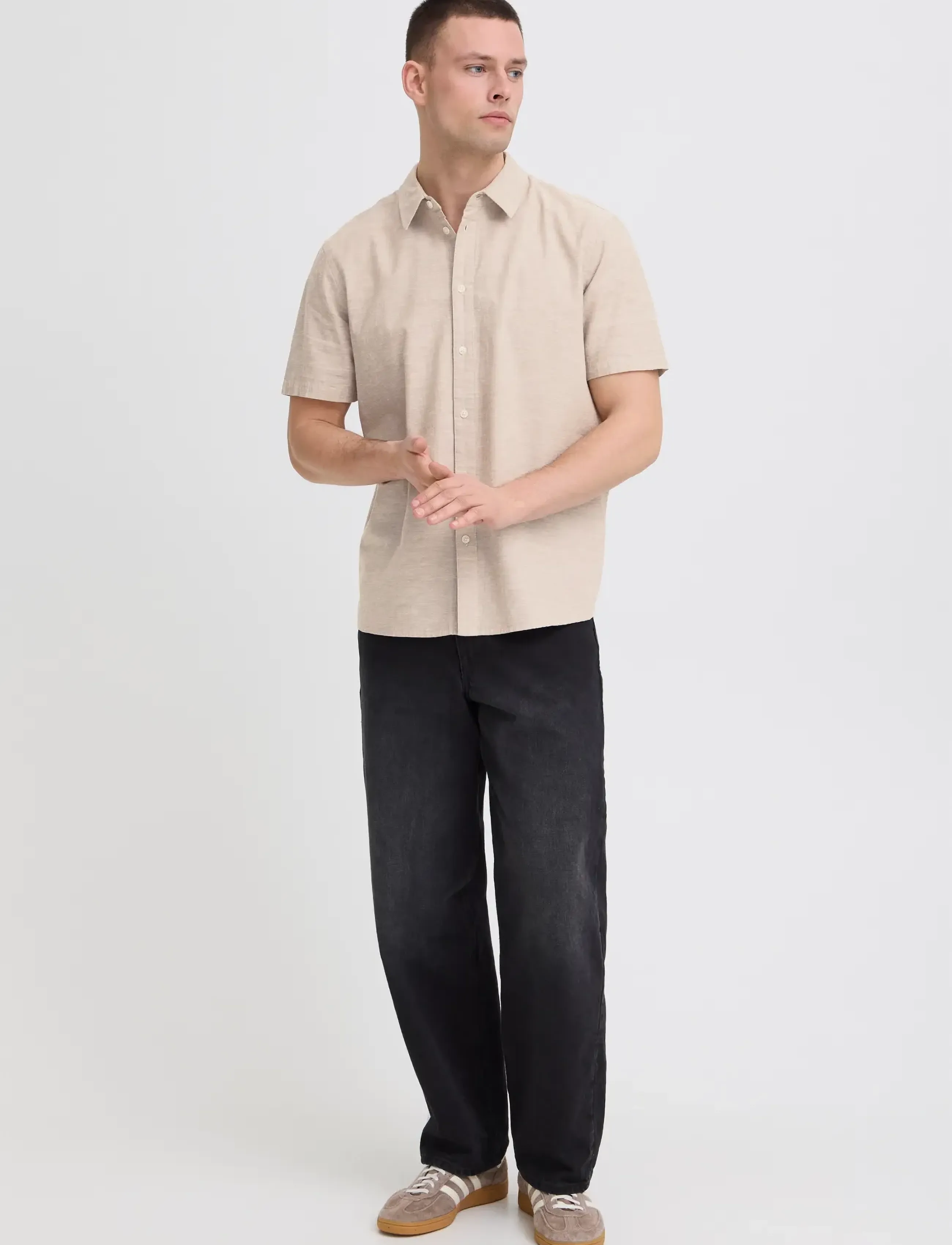 Blend BHABAN SHIRT PP NOOS - Short-sleeved shirts - CROCKERY / beige