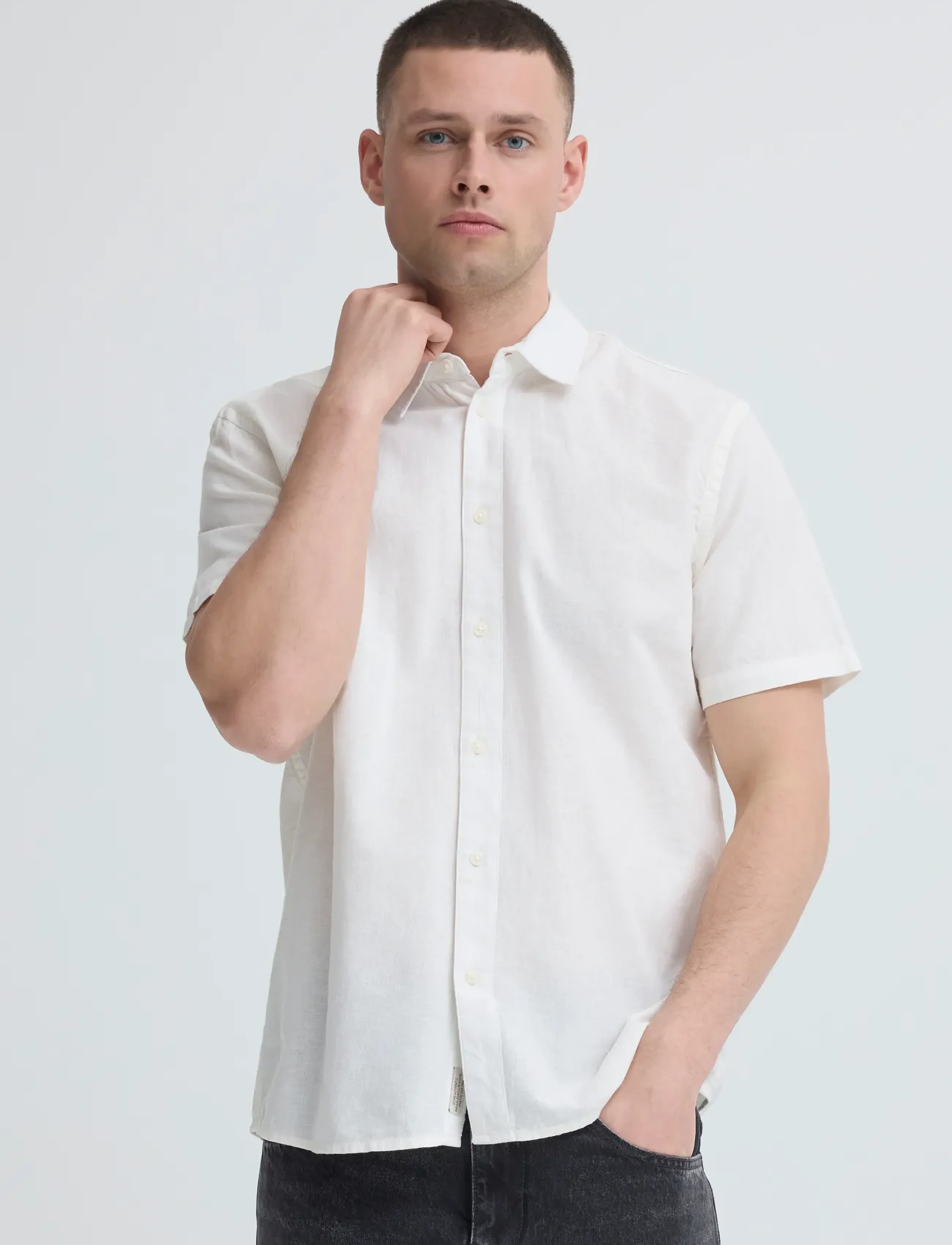 Blend - BHABAN SHIRT PP NOOS - linen shirts - snow white - 5