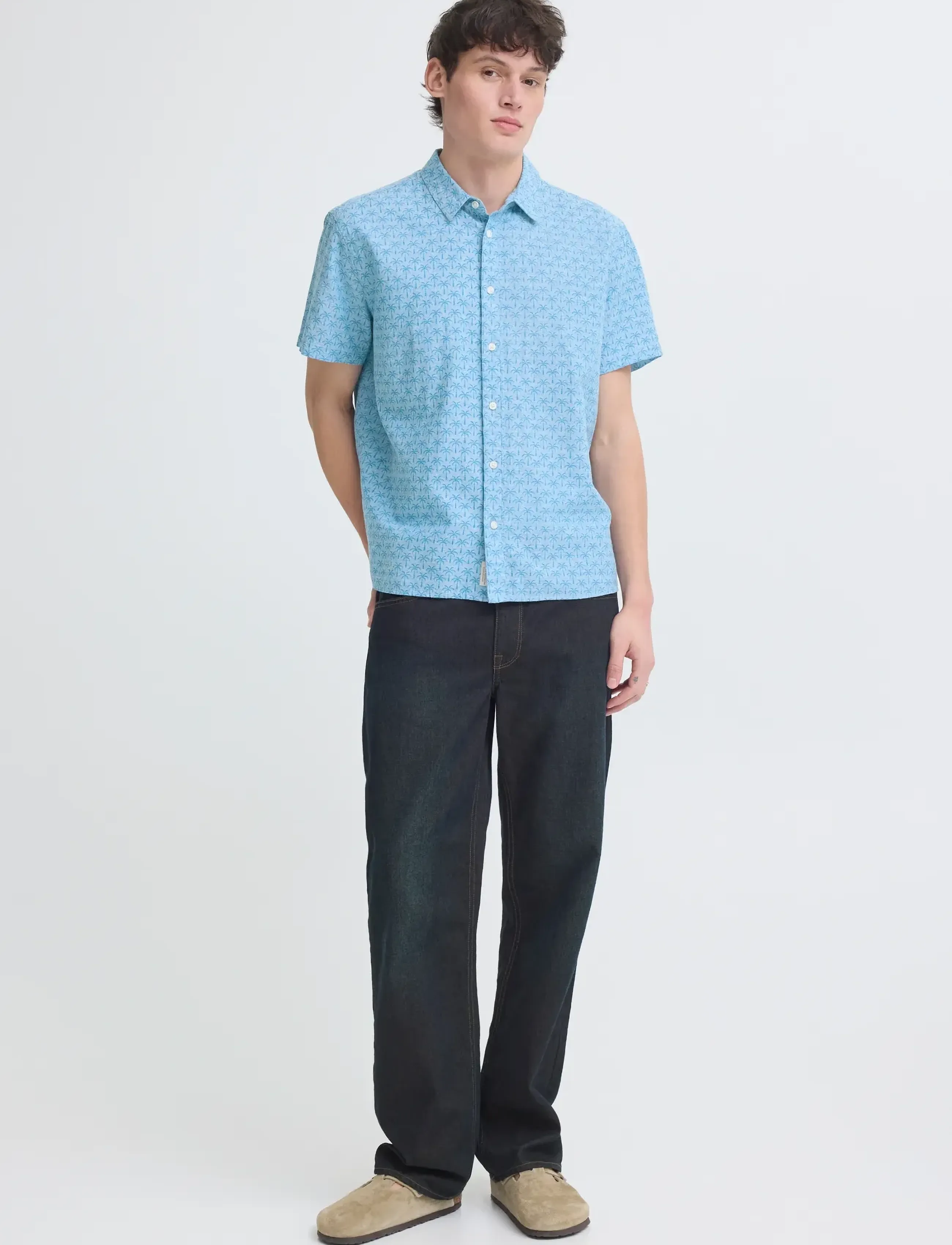 Blend BHABAN SHIRT PRINT - Tøj - LICHEN BLUE / blue