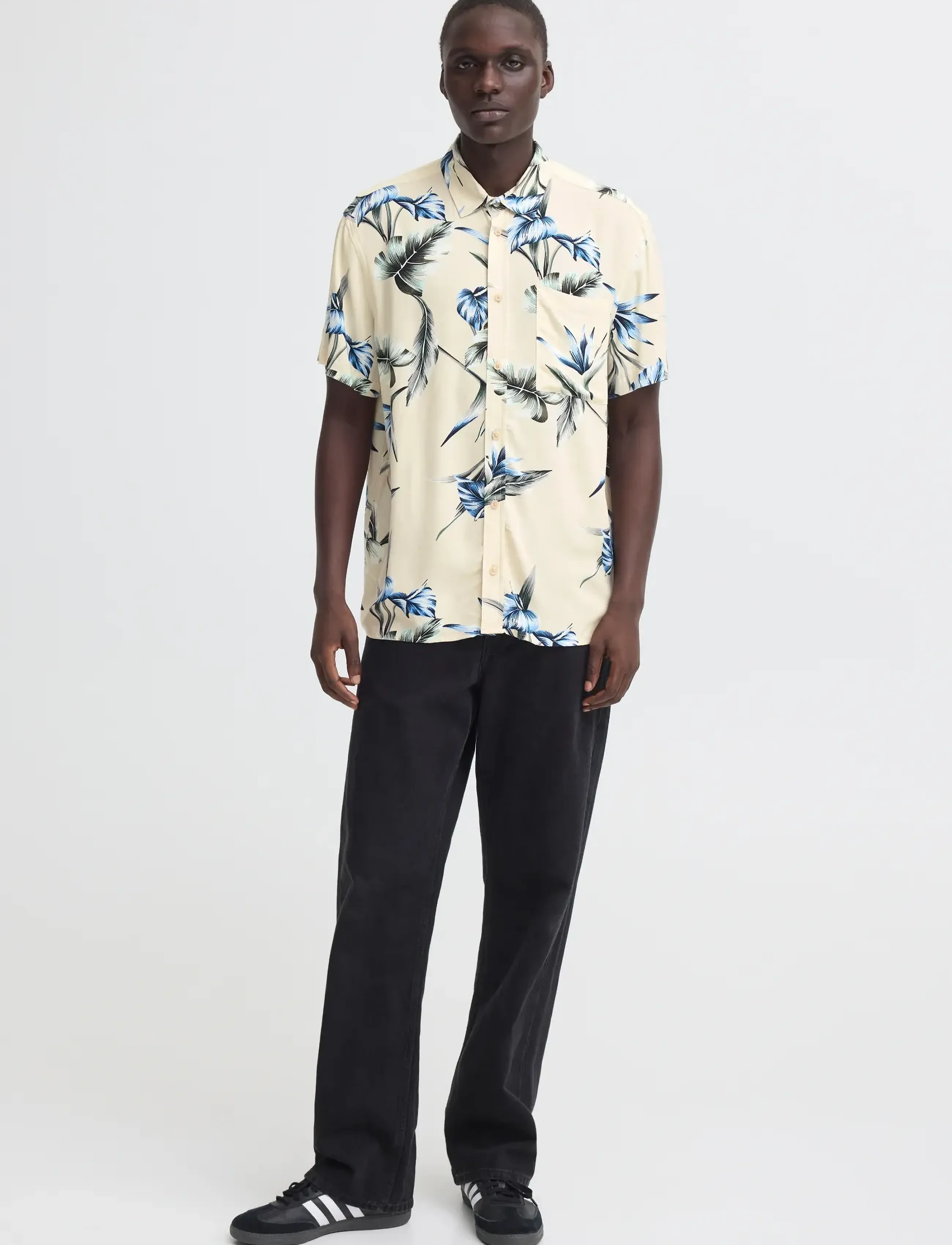 Blend BHAMELO SHIRT PRINT - Skjorter - OYSTER GRAY / cream