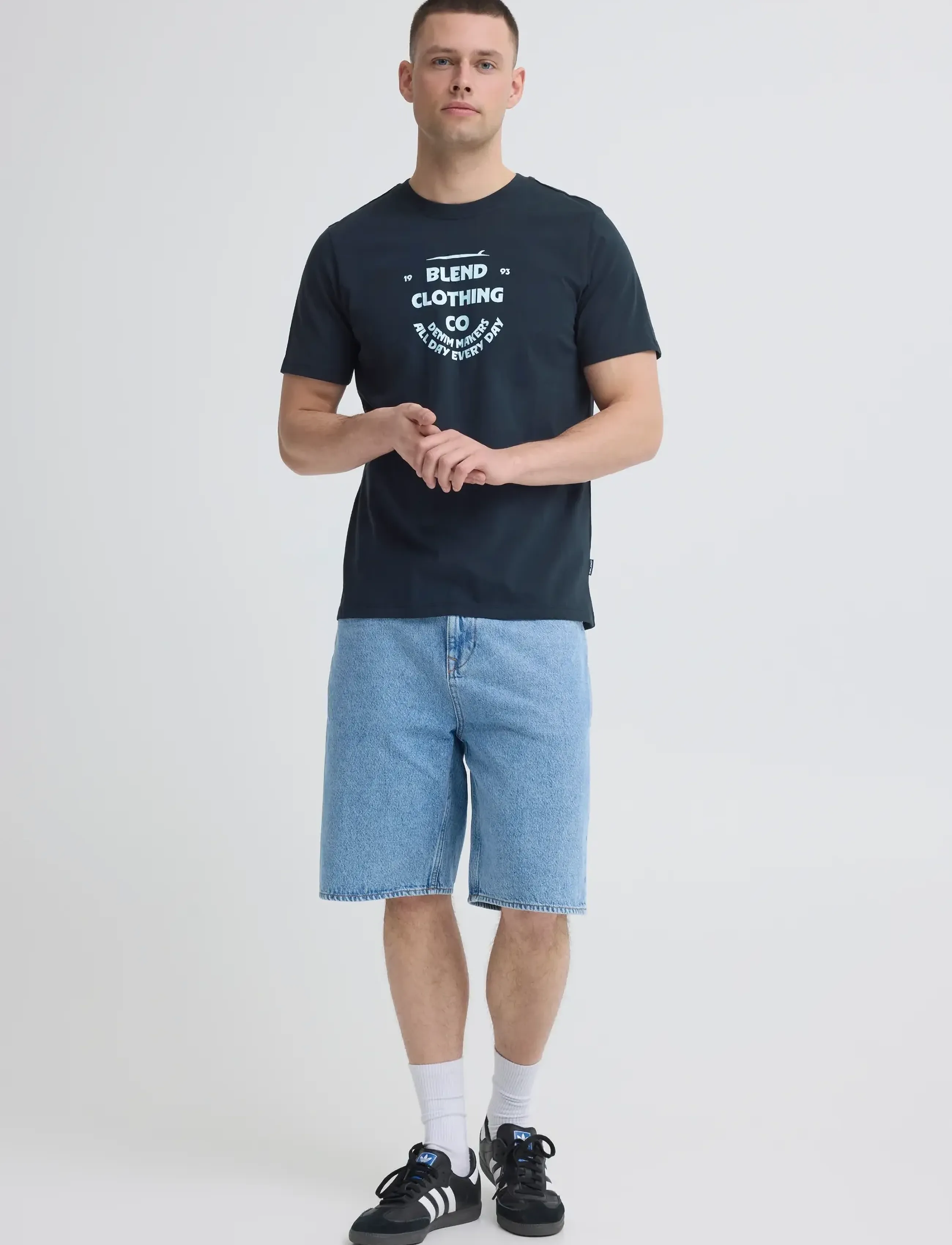 Blend BHKALLE LOGO S/S TEE - Stutterma bolir - SALUTE / navy