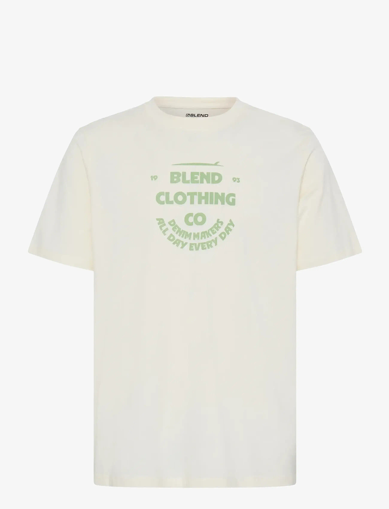 Blend - BHKALLE LOGO S/S TEE - kortærmede t-shirts - vanilla ice - 1