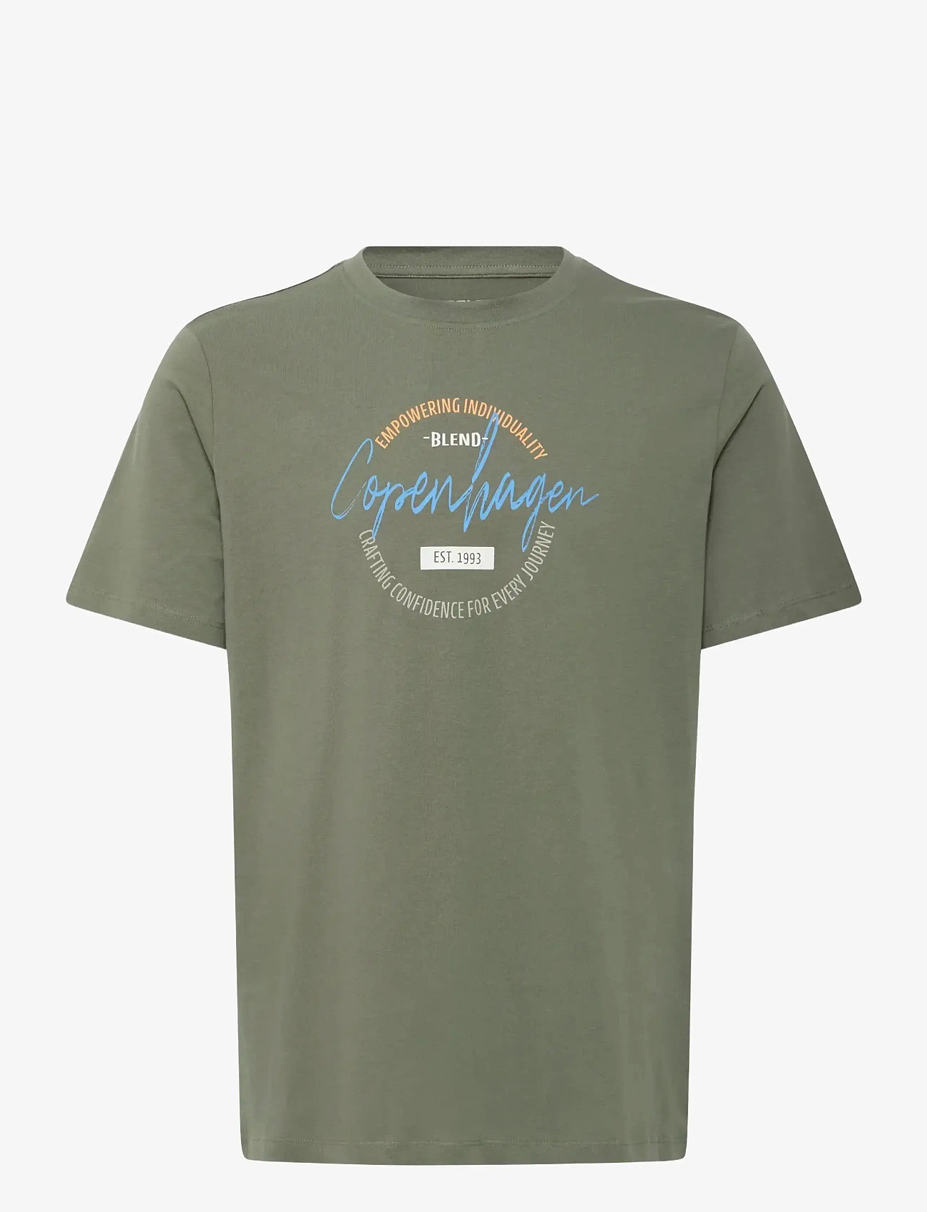 Blend - BHKNUT LOGO S/S TEE - kortærmede t-shirts - dusty olive - 1