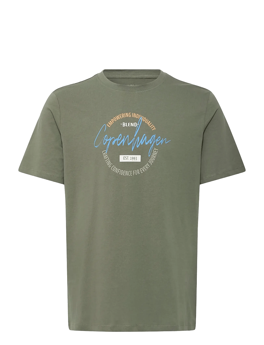 Blend - BHKNUT LOGO S/S TEE - kurzärmelige t-shirts - dusty olive - 1