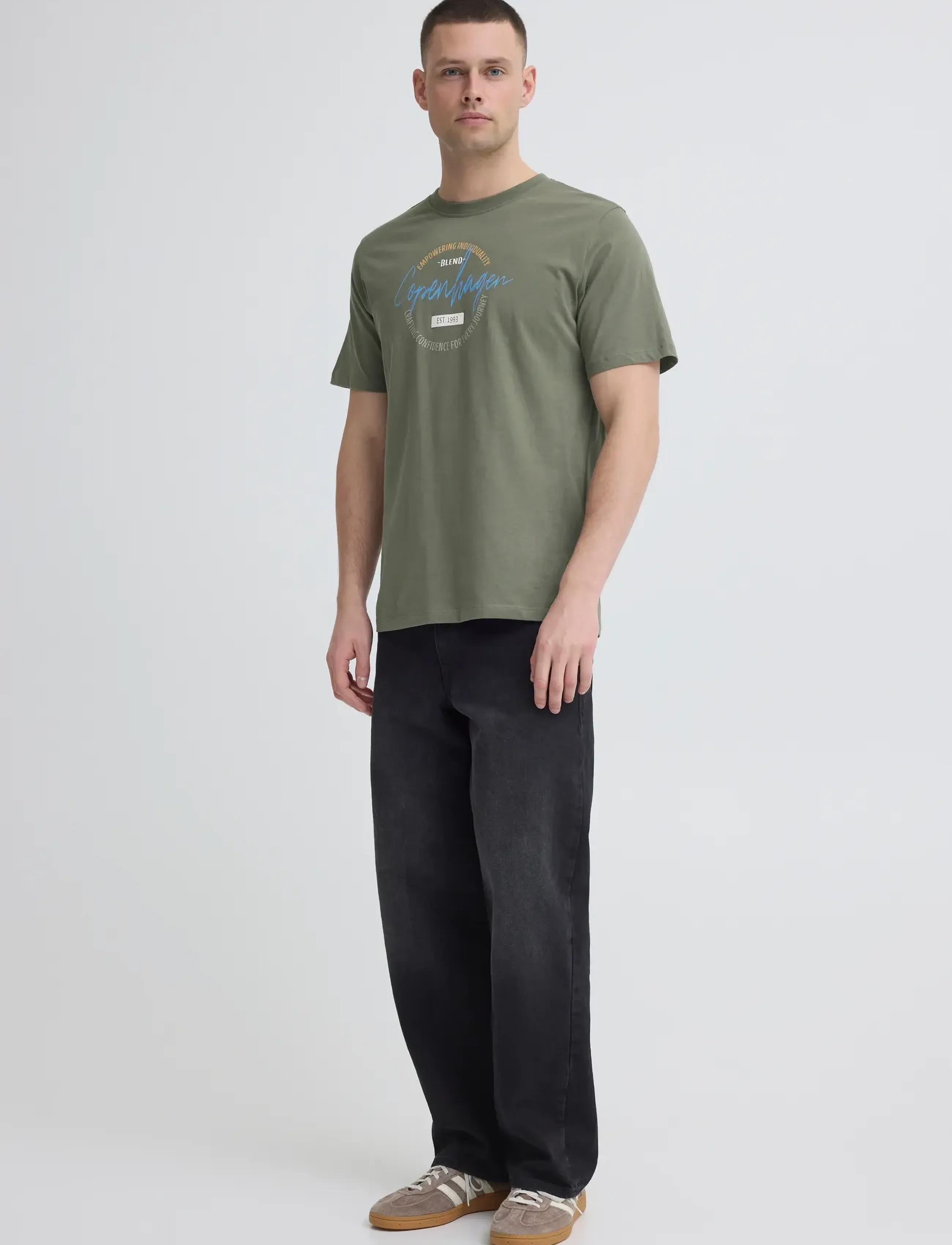 Blend BHKNUT LOGO S/S TEE - Stutterma bolir - DUSTY OLIVE / khaki/green