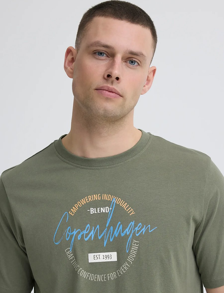 Blend - BHKNUT LOGO S/S TEE - kurzärmelige t-shirts - dusty olive - 4