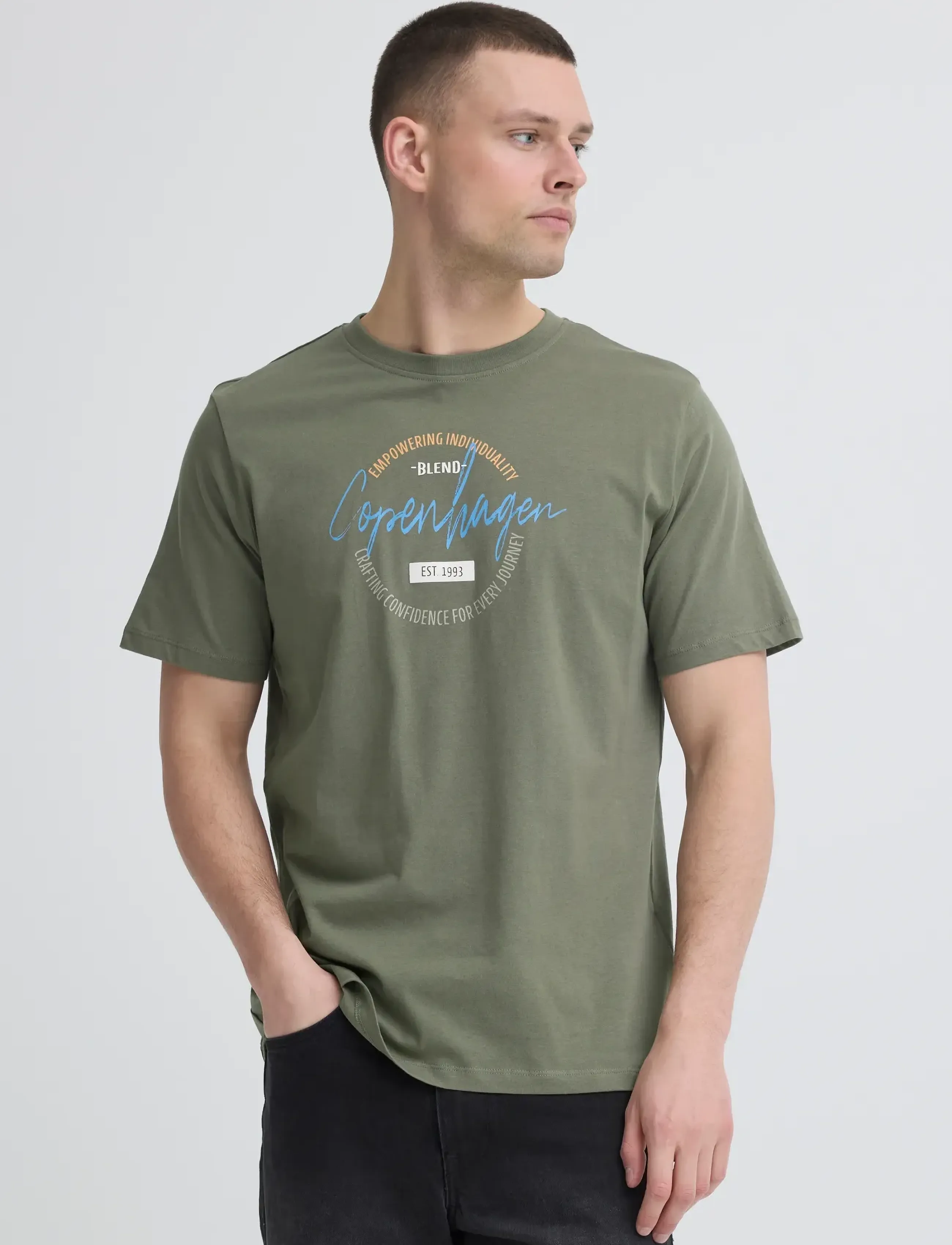Blend - BHKNUT LOGO S/S TEE - laveste priser - dusty olive - 5
