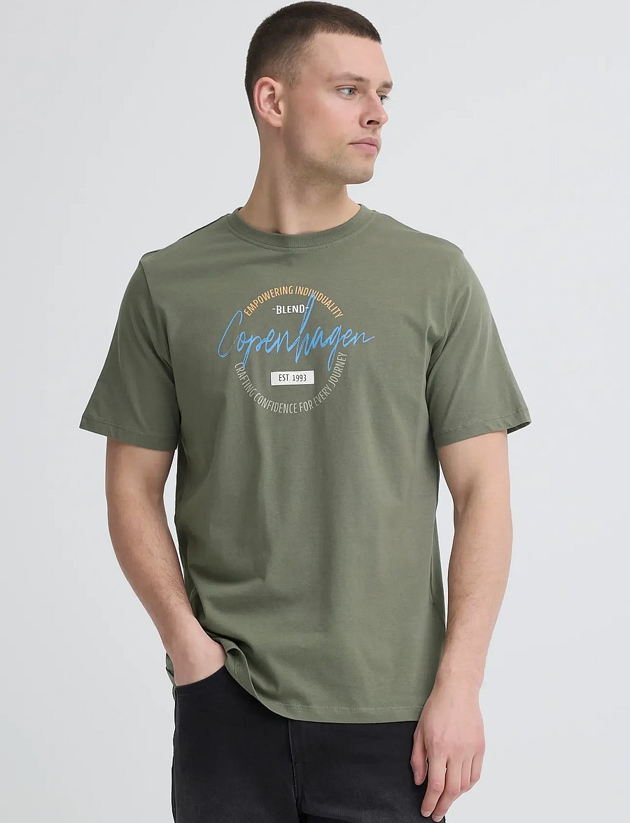 Blend - BHKNUT LOGO S/S TEE - kurzärmelige t-shirts - dusty olive - 5