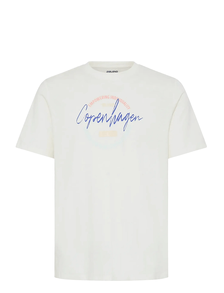 Blend - BHKNUT LOGO S/S TEE - kurzärmelige t-shirts - vanilla ice - 1