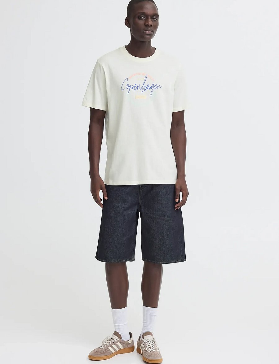 Blend - BHKNUT LOGO S/S TEE - kurzärmelige t-shirts - vanilla ice - 0