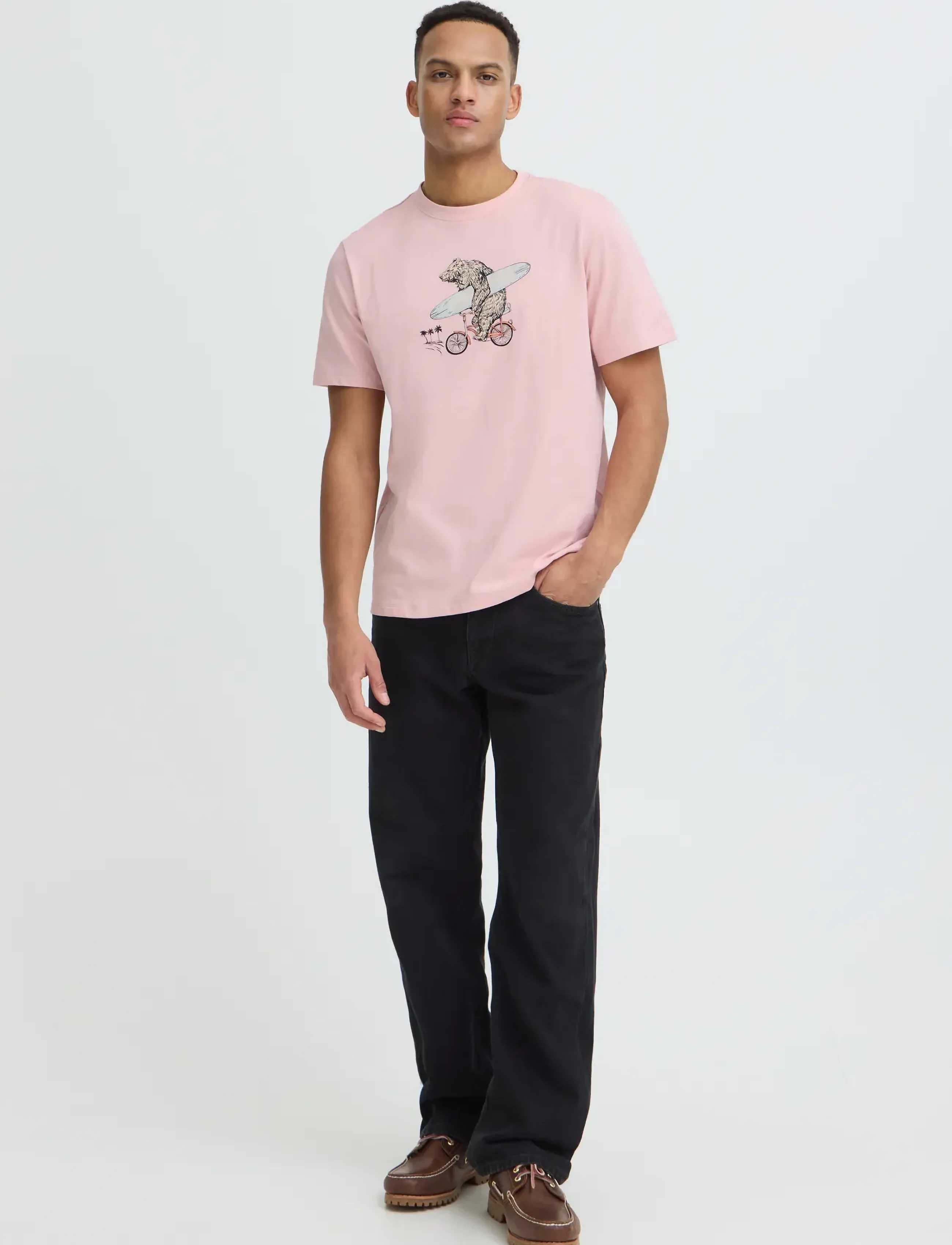 Blend BHKARSTEN FUNNY S/S TEE - Stutterma bolir - BEAR PEACHSKIN / pink/rose