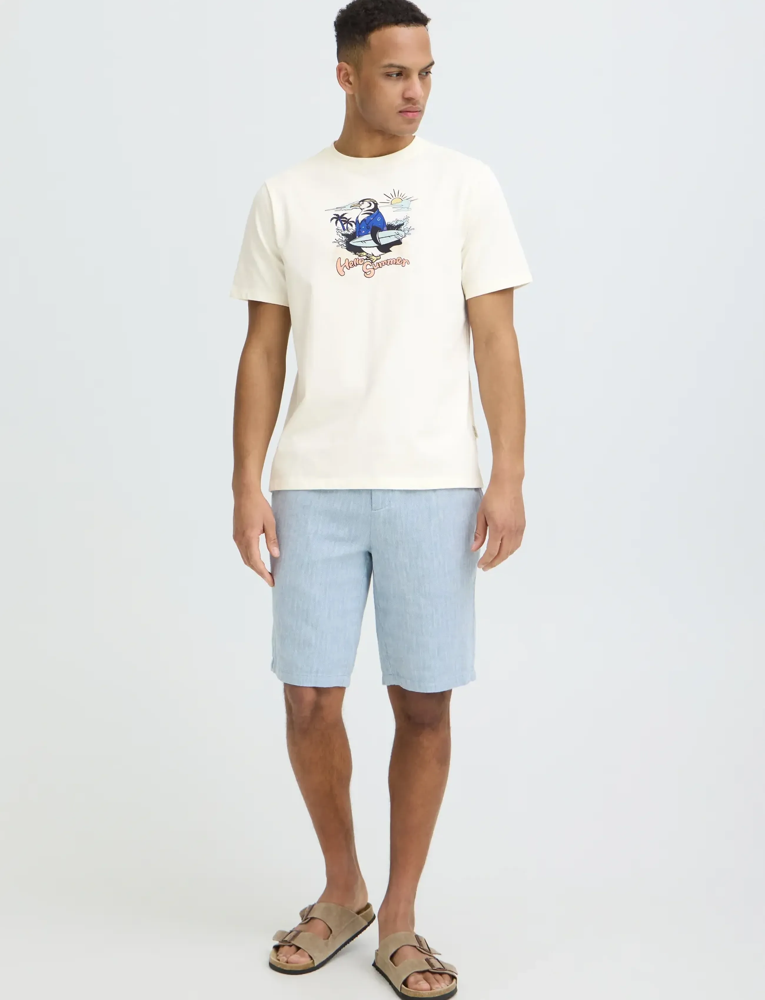 Blend Bhkarsten Funny S/S Tee, L, Cream, T-Shirts > Kortærmede, Herre