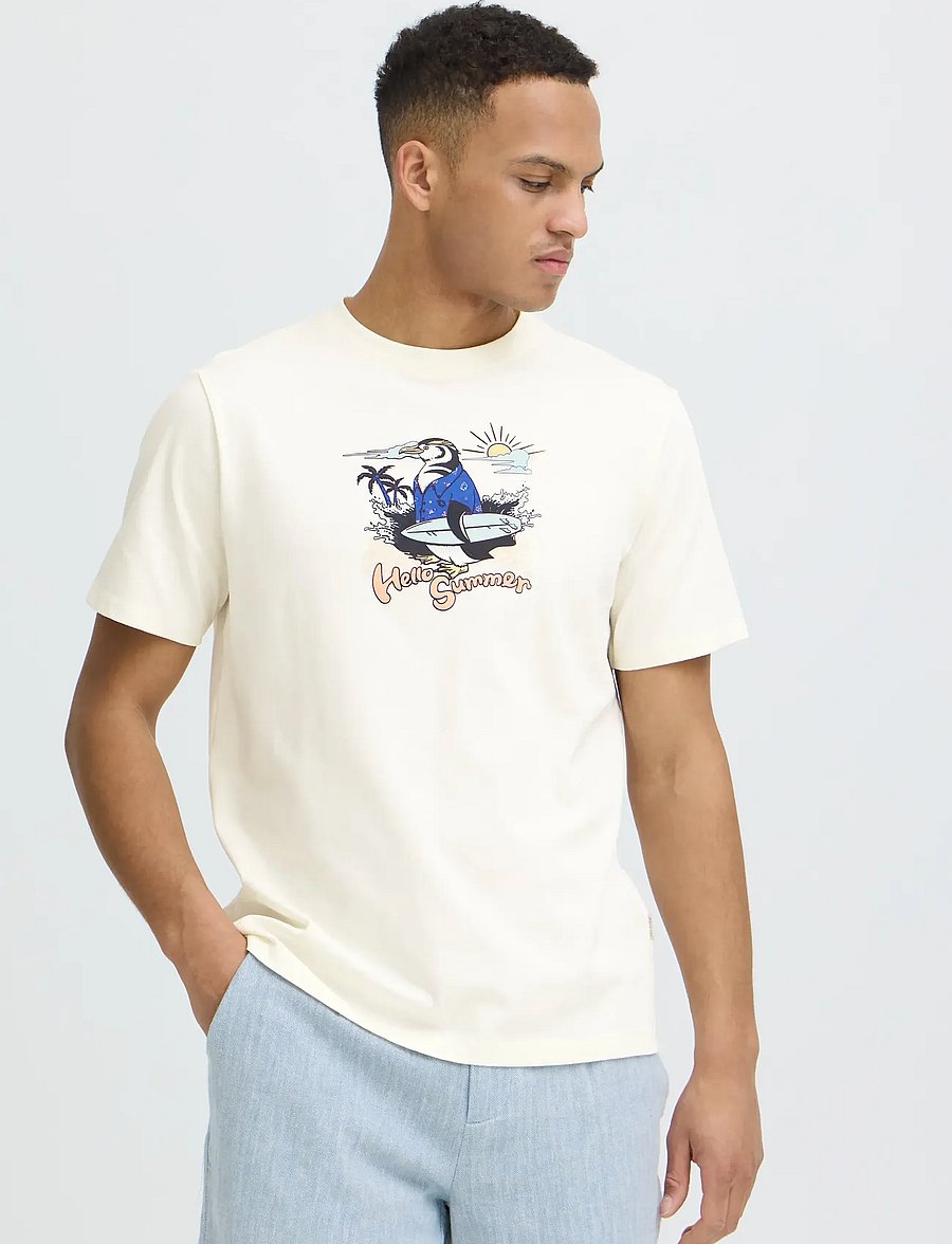 Blend - BHKARSTEN FUNNY S/S TEE - kurzärmelige t-shirts - penguin vanilla ice - 5