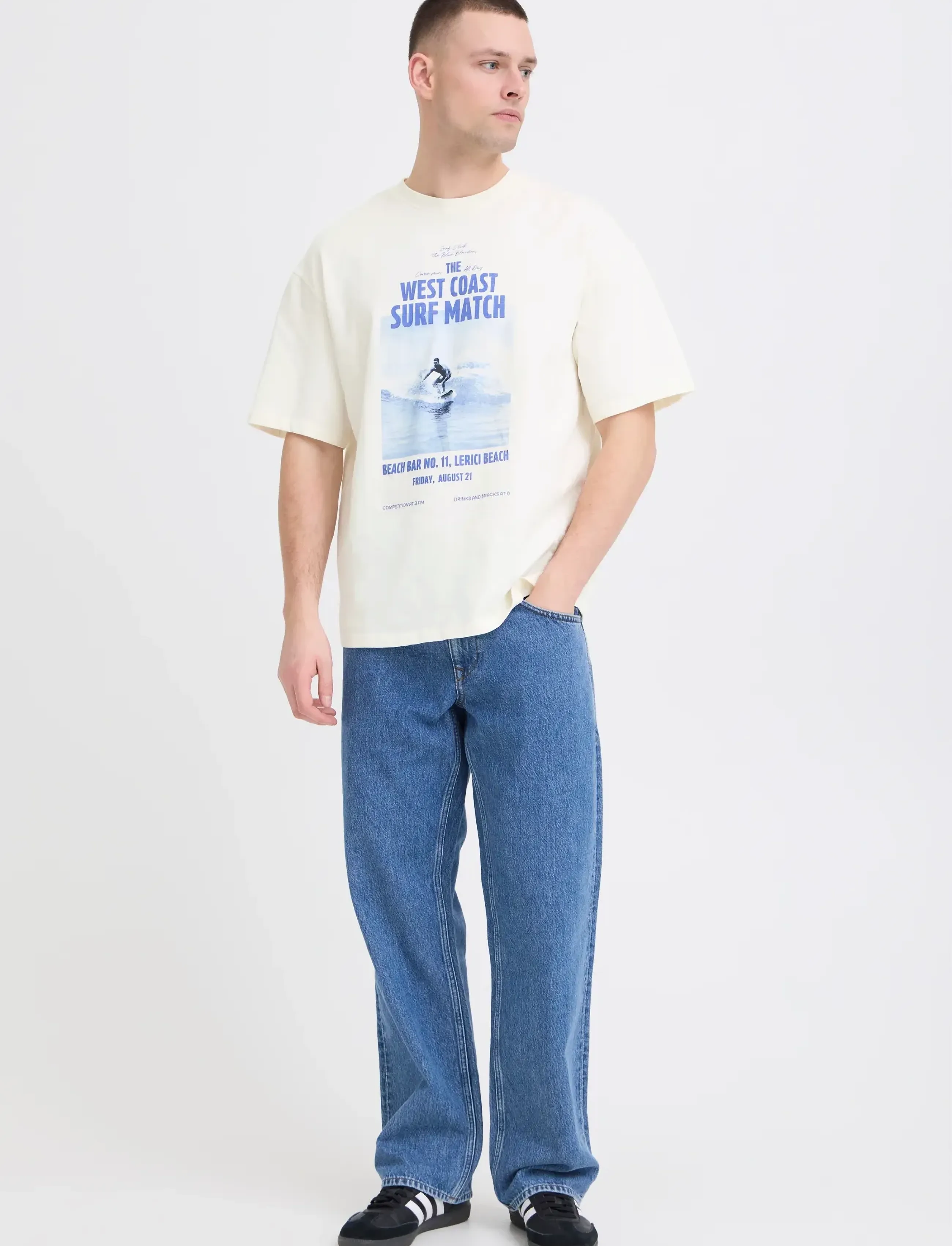 Blend BHKYROS GRAPHIC S/S TEE - Kollektionen - VANILLA ICE / cream