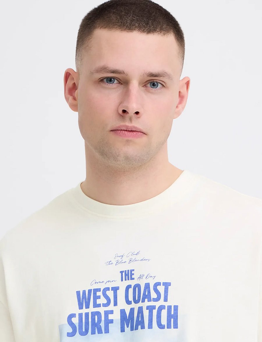 Blend - BHKYROS GRAPHIC S/S TEE - kurzärmelig - vanilla ice - 5