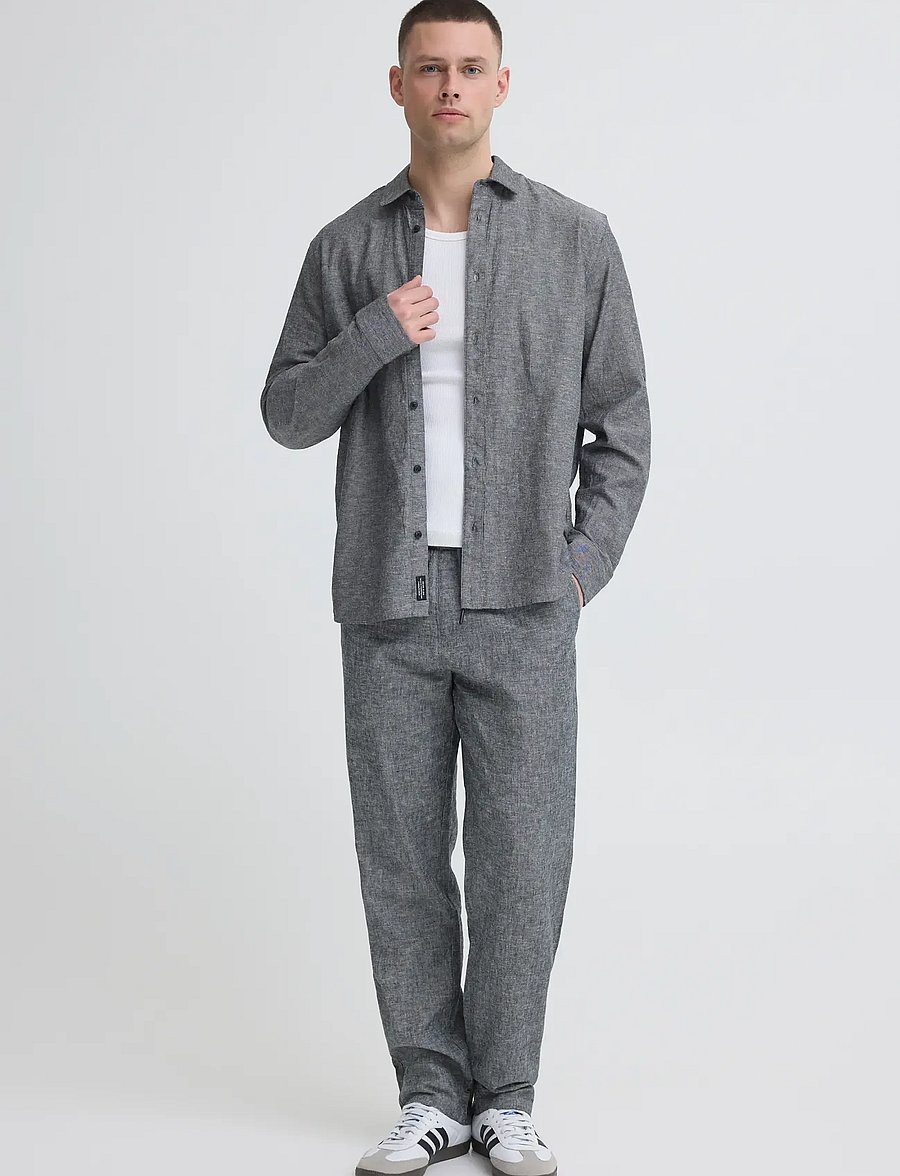 Blend - BHABAN LIN PANTS PP NOOS - linnebyxor - black beauty - 0