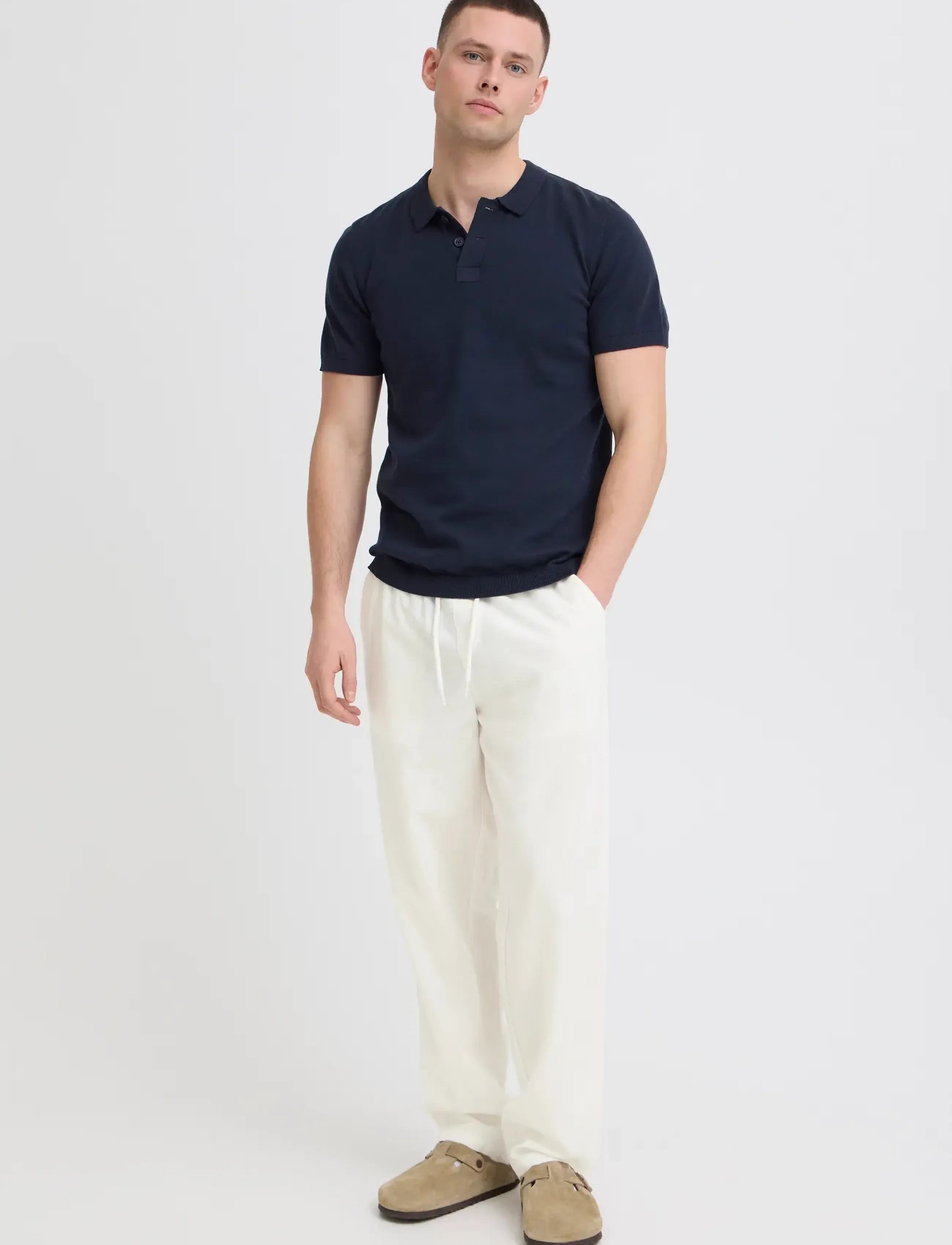 Blend Bhaban Lin Pants Pp Noos, S, White, Bukser > Bukser I Hør, Herre