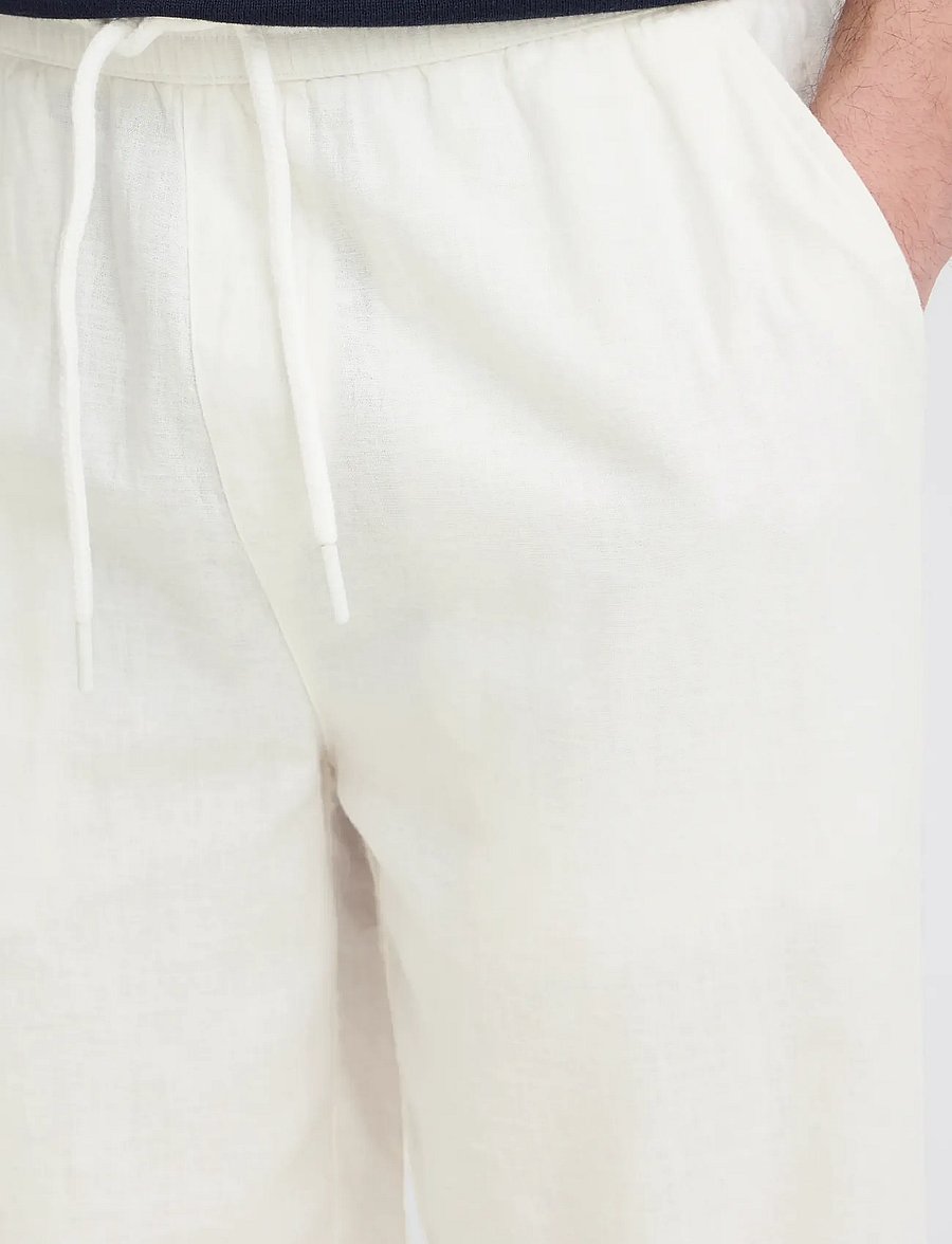 Blend - BHABAN LIN PANTS PP NOOS - leinenhosen - snow white - 4