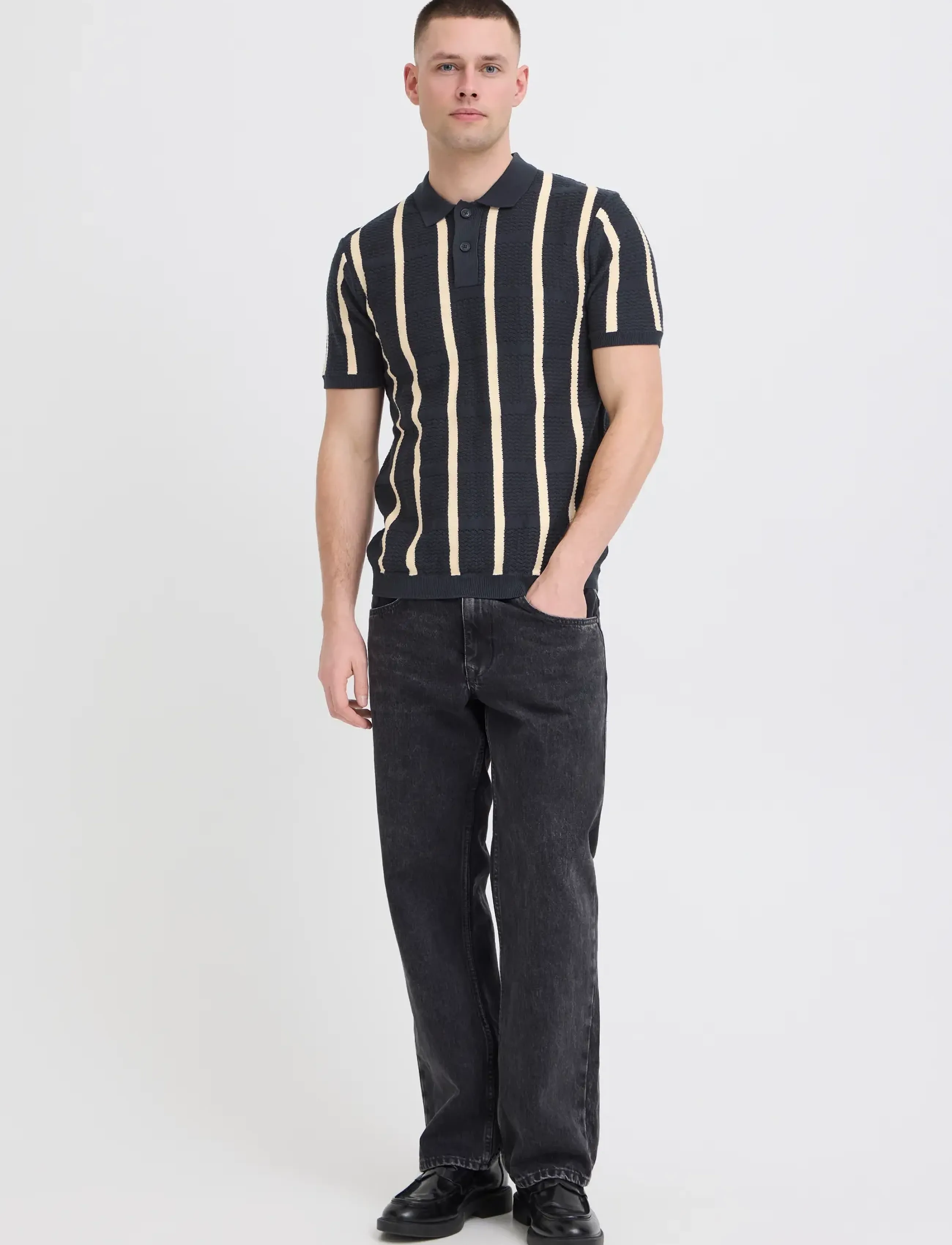 Blend BHDARIN KNIT POLO - Stickat - SALUTE / navy