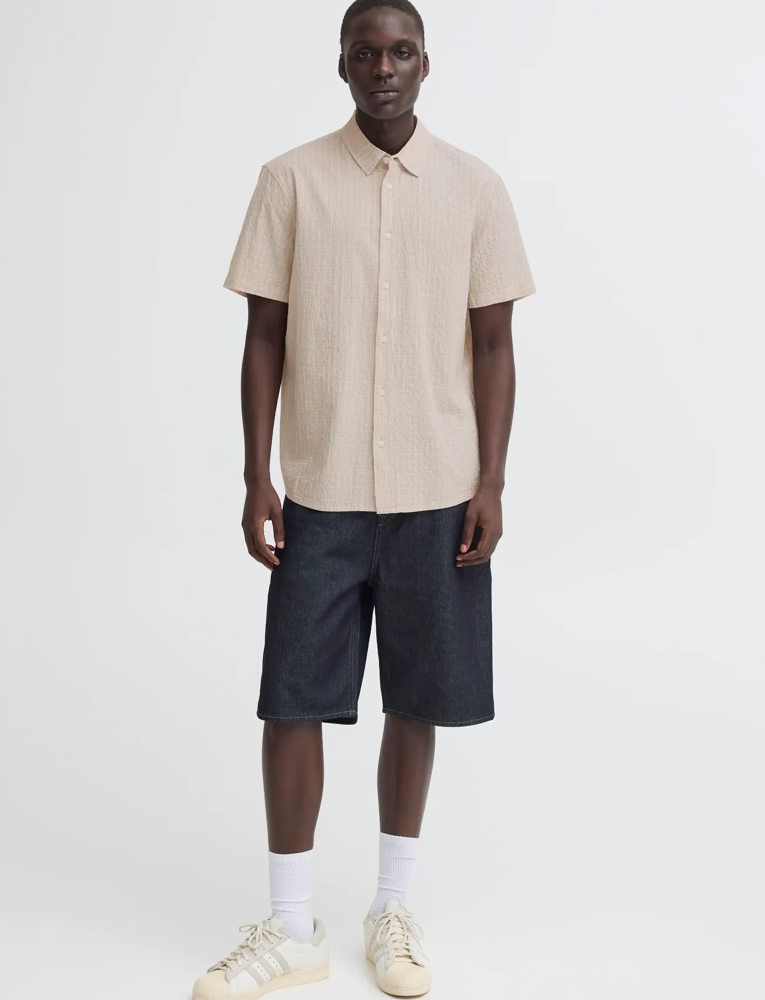 Blend Bhbarny Shirt, S, Shirts, Beige - Short-sleeved Männerswear