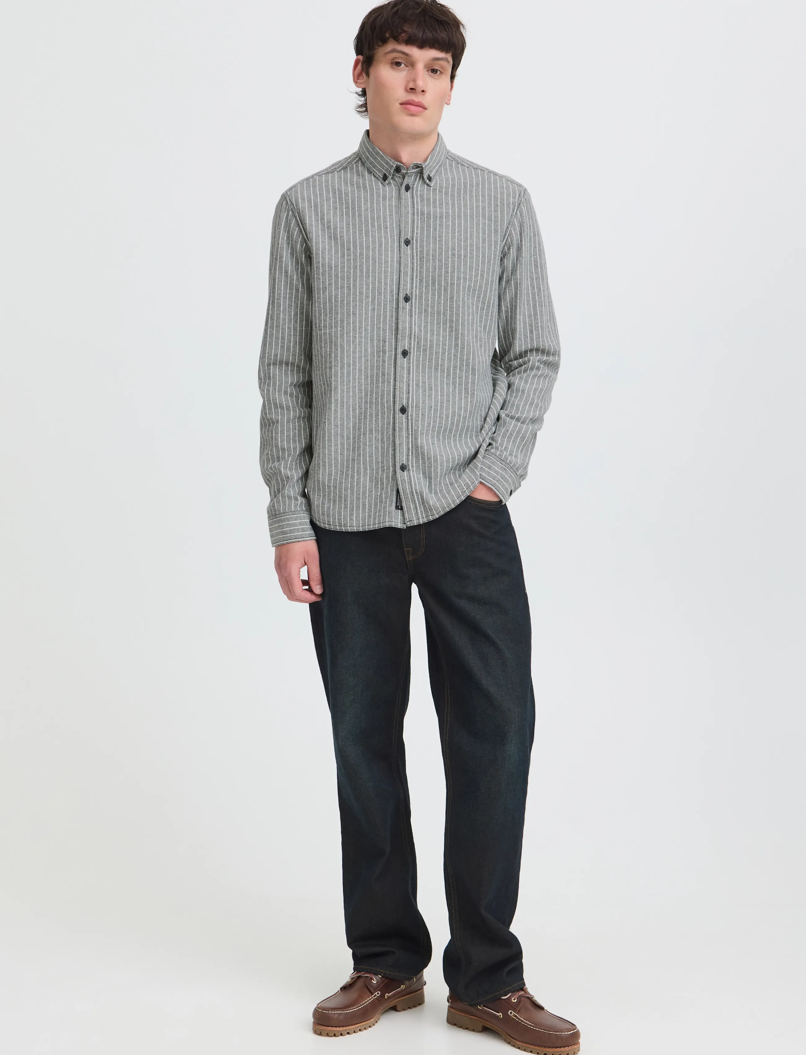 Blend Bhcharlie Shirt, XXL, Grey, Shirts > Striped Shirts, Herre
