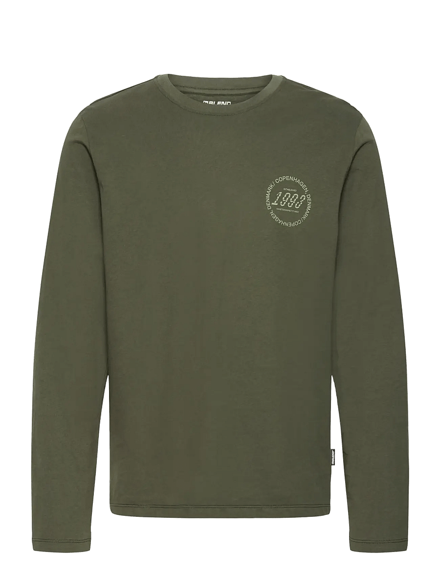 Blend - BHKIARAN L/S LOGO TEE - długi rękaw - deep depths - 1