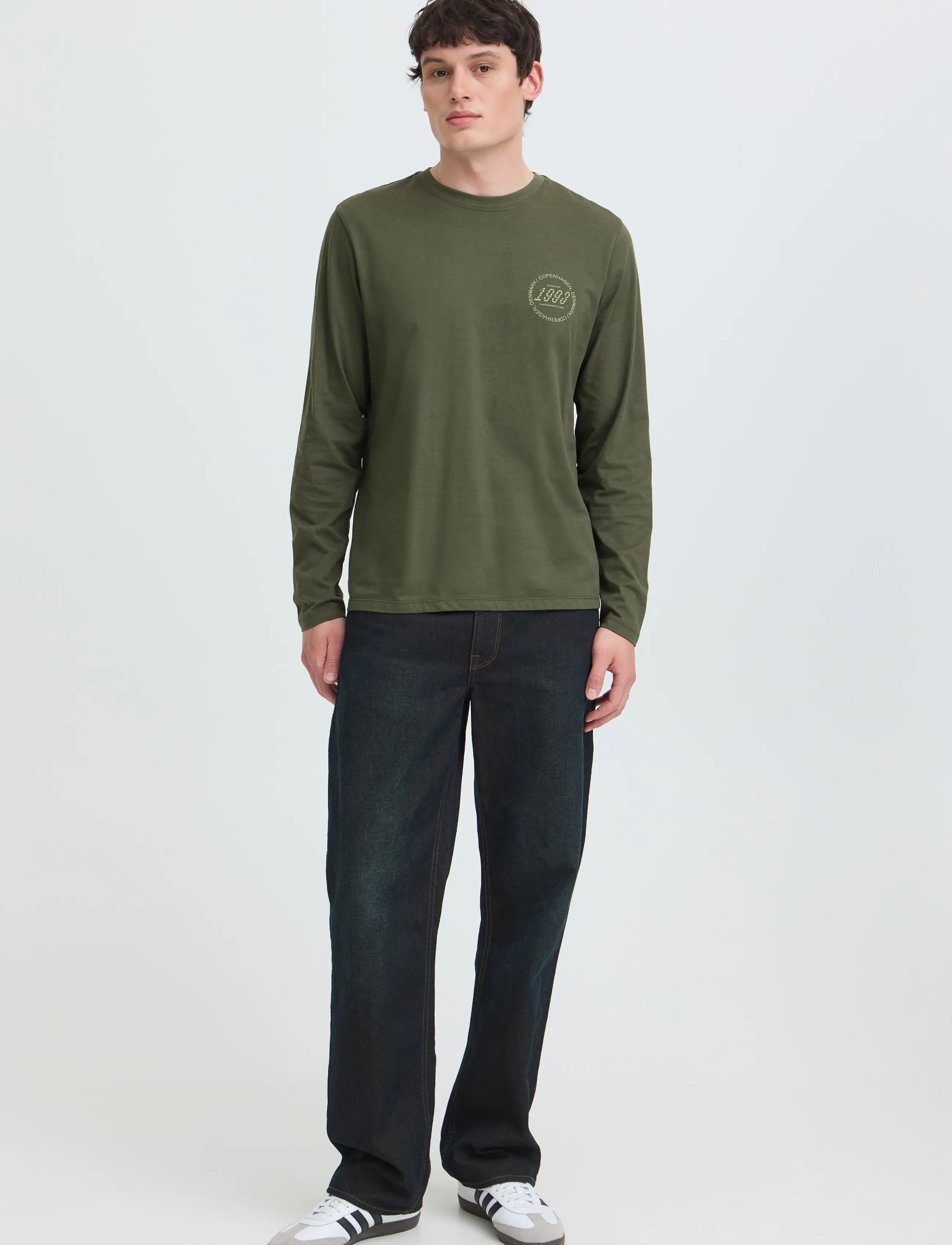 Blend BHKIARAN L/S LOGO TEE - Looks for less - DEEP DEPTHS / khaki/green