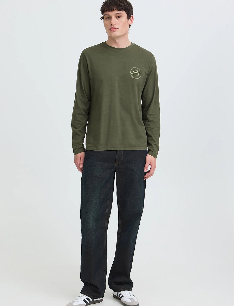 Blend - BHKIARAN L/S LOGO TEE - długi rękaw - deep depths - 0