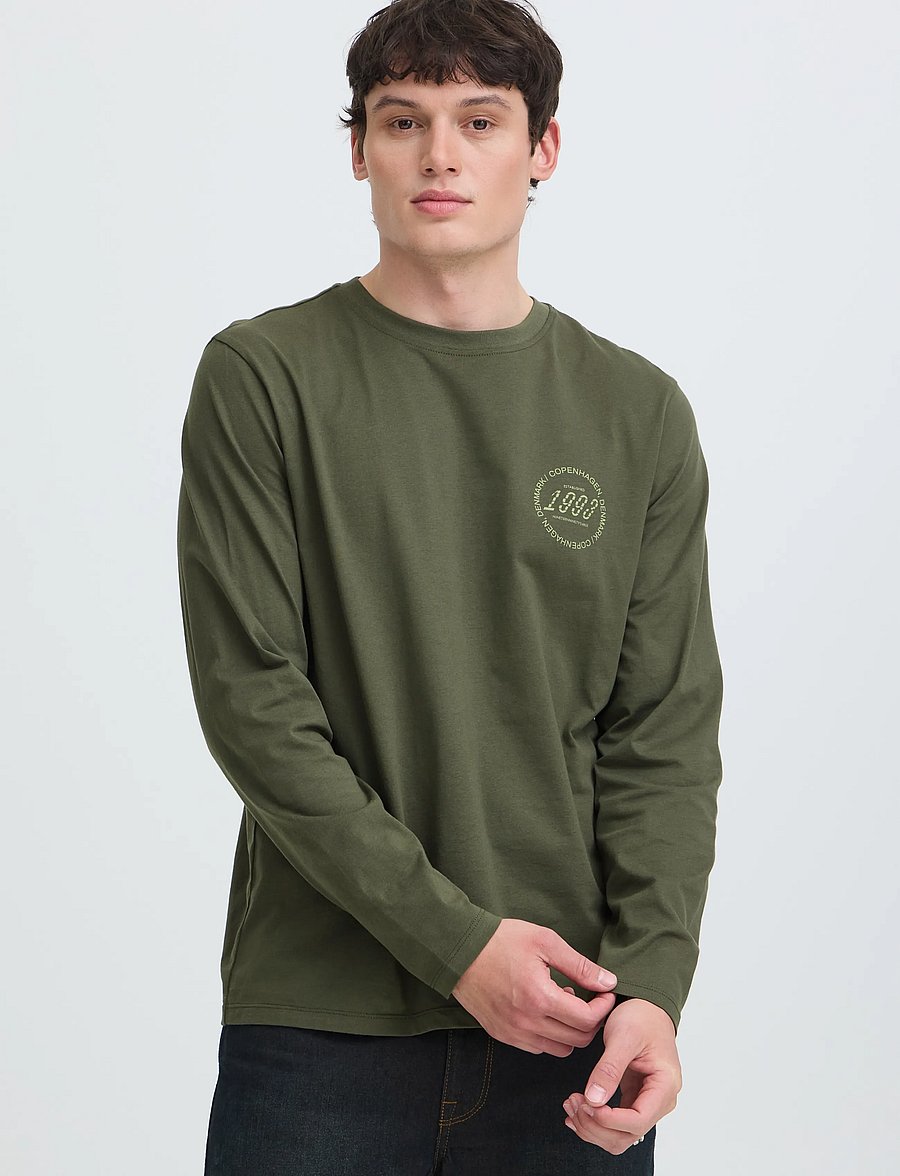 Blend - BHKIARAN L/S LOGO TEE - długi rękaw - deep depths - 5