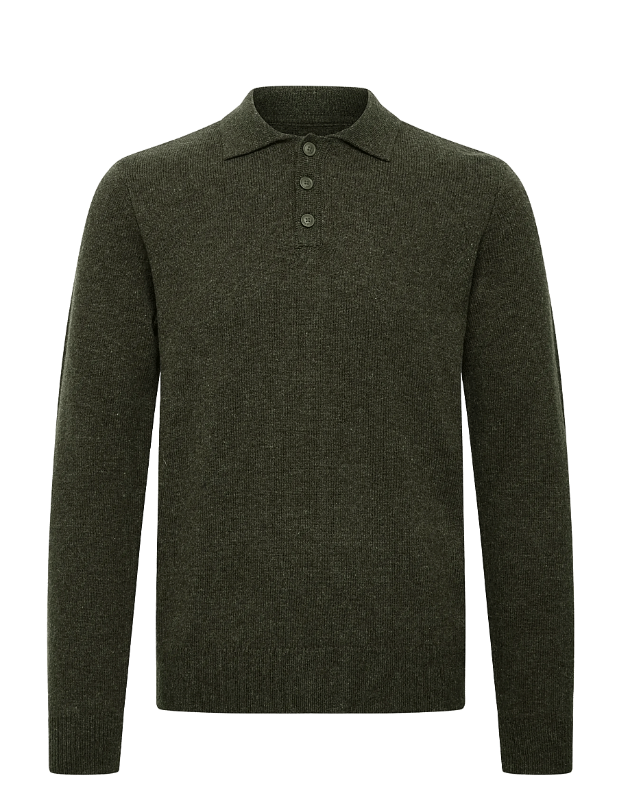 Blend - BHBRANKO POLO KNIT - pikkade varrukatega kootud polod - deep depths melange - 1